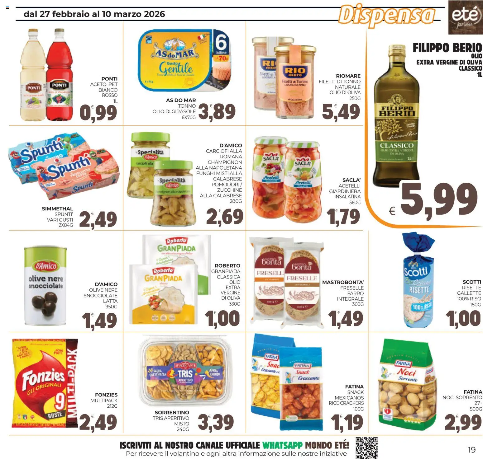 Volantino Eté del 27.02.2026 | Pagina: 19 | Prodotti: Noci, Carciofi, Zucchine, Aperitivo