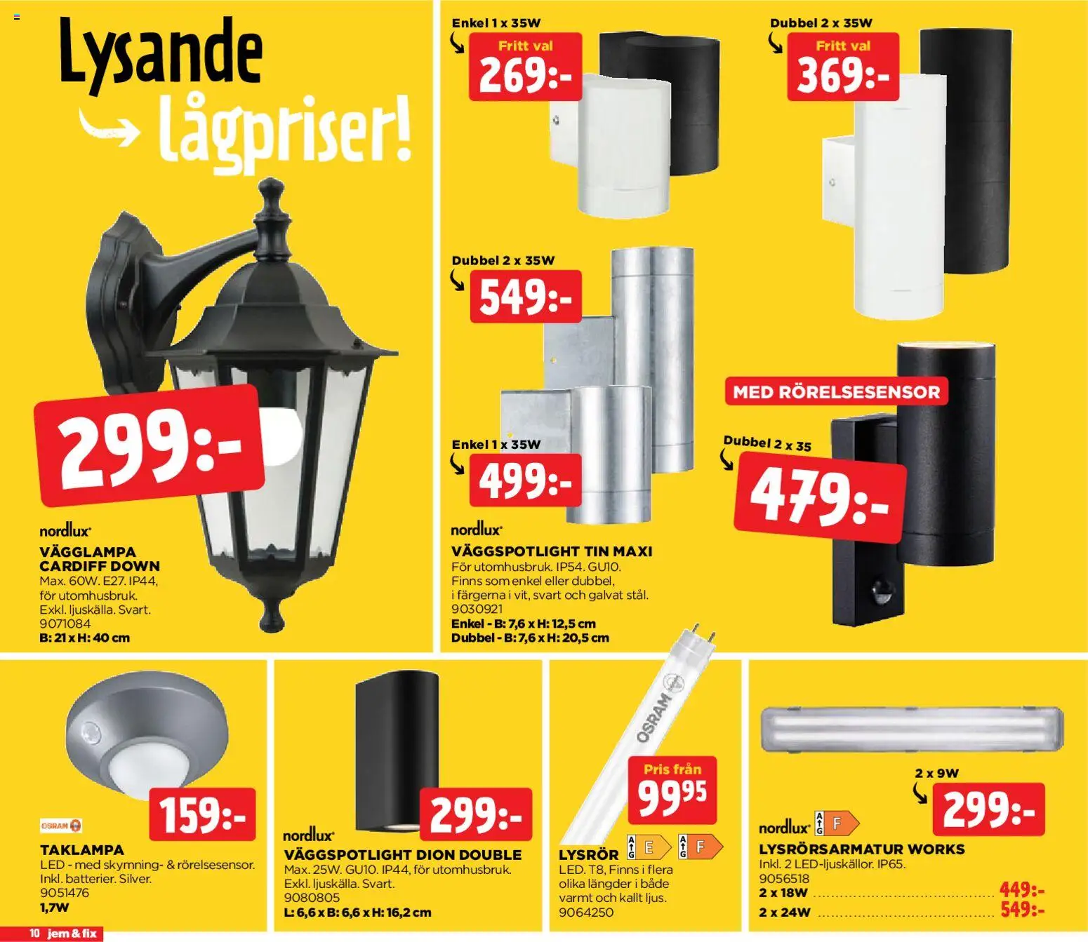 Jem & Fix reklamblad aktuell från 19.01.2026 | Sida: 10 | Produkter: Vägglampa