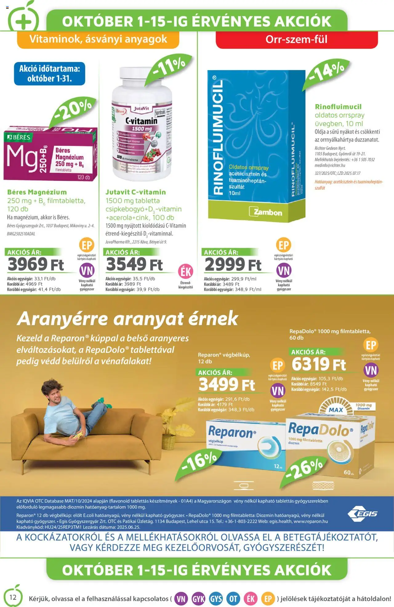 Alma Gyógyszertárak akciós ujság - amely érvényes a következő dátumtól: 01.10.2025 | Oldal: 12 | Termékek: Répa