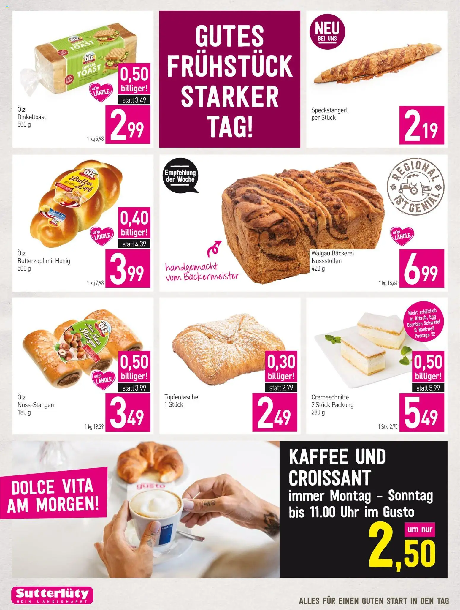 Sutterlüty Flugblatt gültig ab 09.04.2026 | Seite: 12 | Produkte: Uhr, Bäckerei, Butter, Kaffee