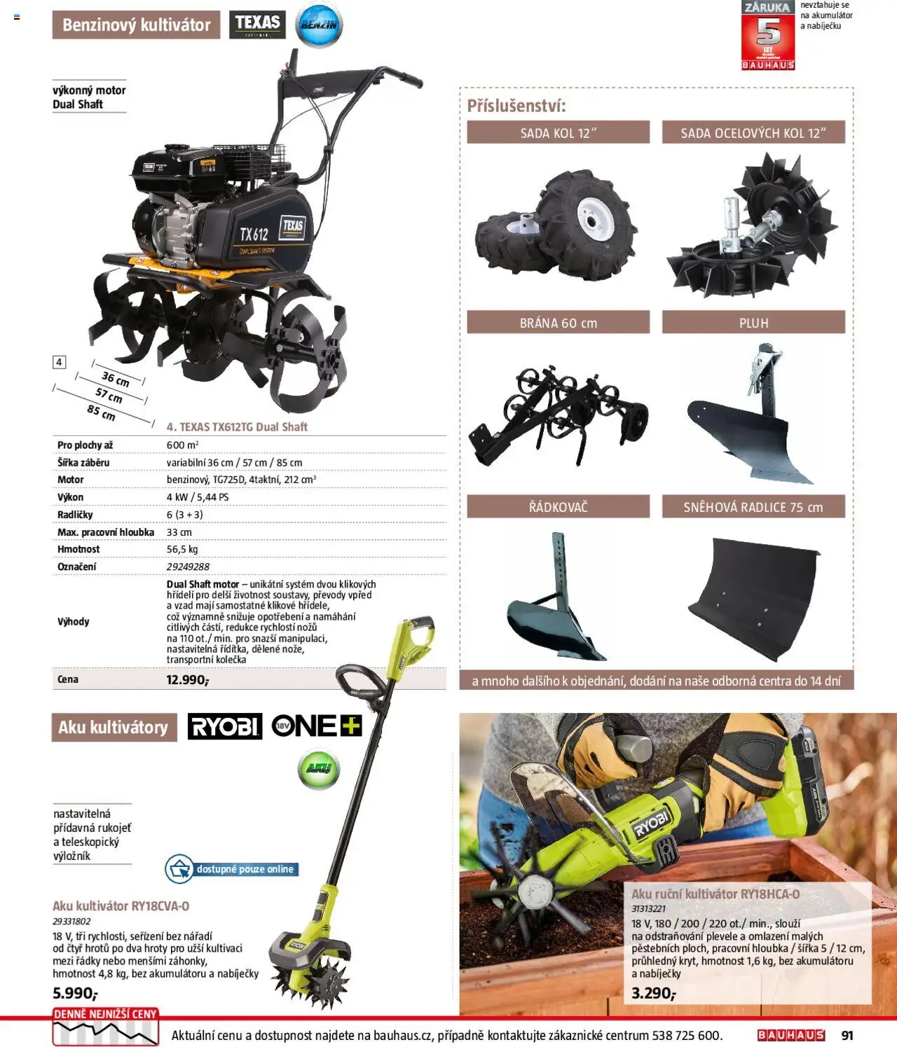 Bauhaus katalog Zahradní technika od 01.04.2025 | Strana: 91 | Produkty: Benzín, Kultivátor, Nářadí, Transportní kolečka