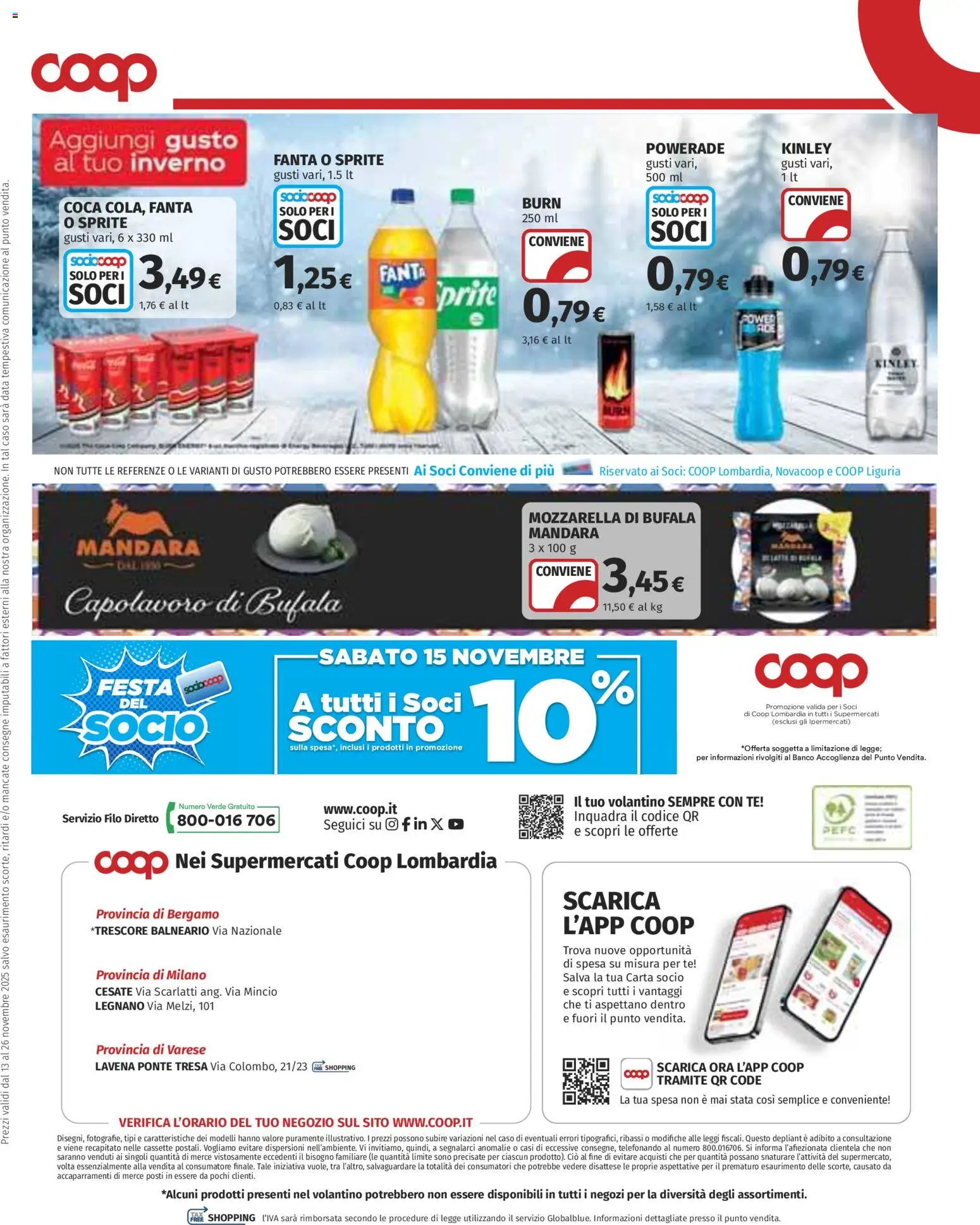 Volantino COOP del 13.11.2025 | Pagina: 16 | Prodotti: Tè, Mozzarella, Data, Fanta