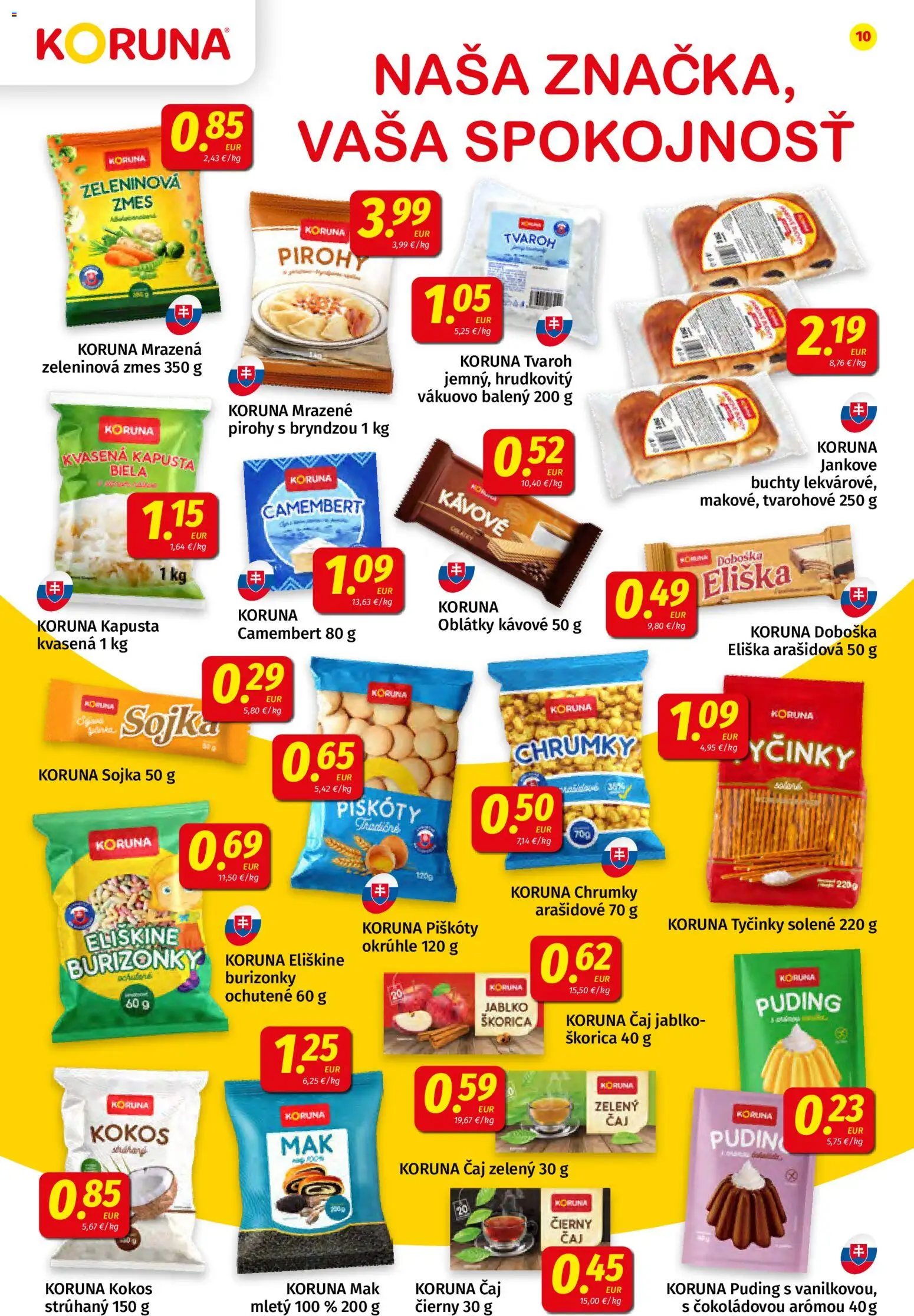 Nové Koruna akcie – leták je platný od 20.02.2026 | Strana: 10 | Produkty: Kapusta, Pirohy, Tvaroh, Mak