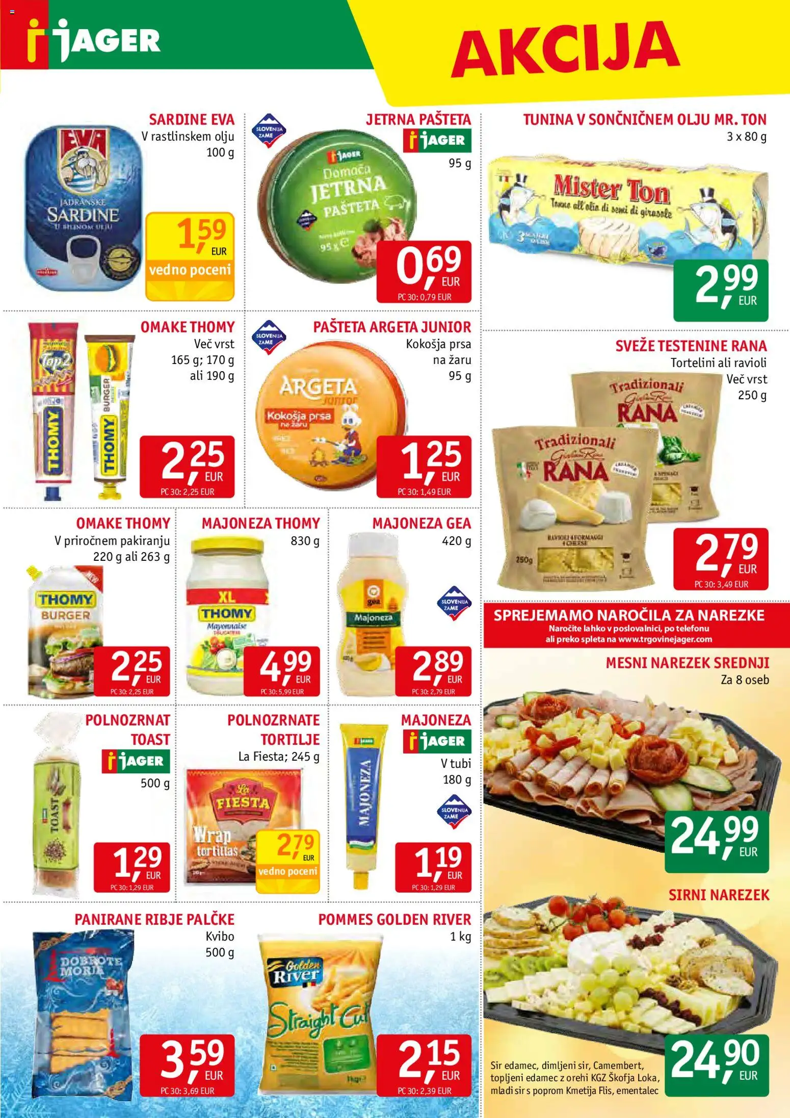 Novi Jager katalog ponudbe – veljaven od 19.11.2025 | Stran: 9 | Izdelki: Edamec, Toast, Sardine, Testenine