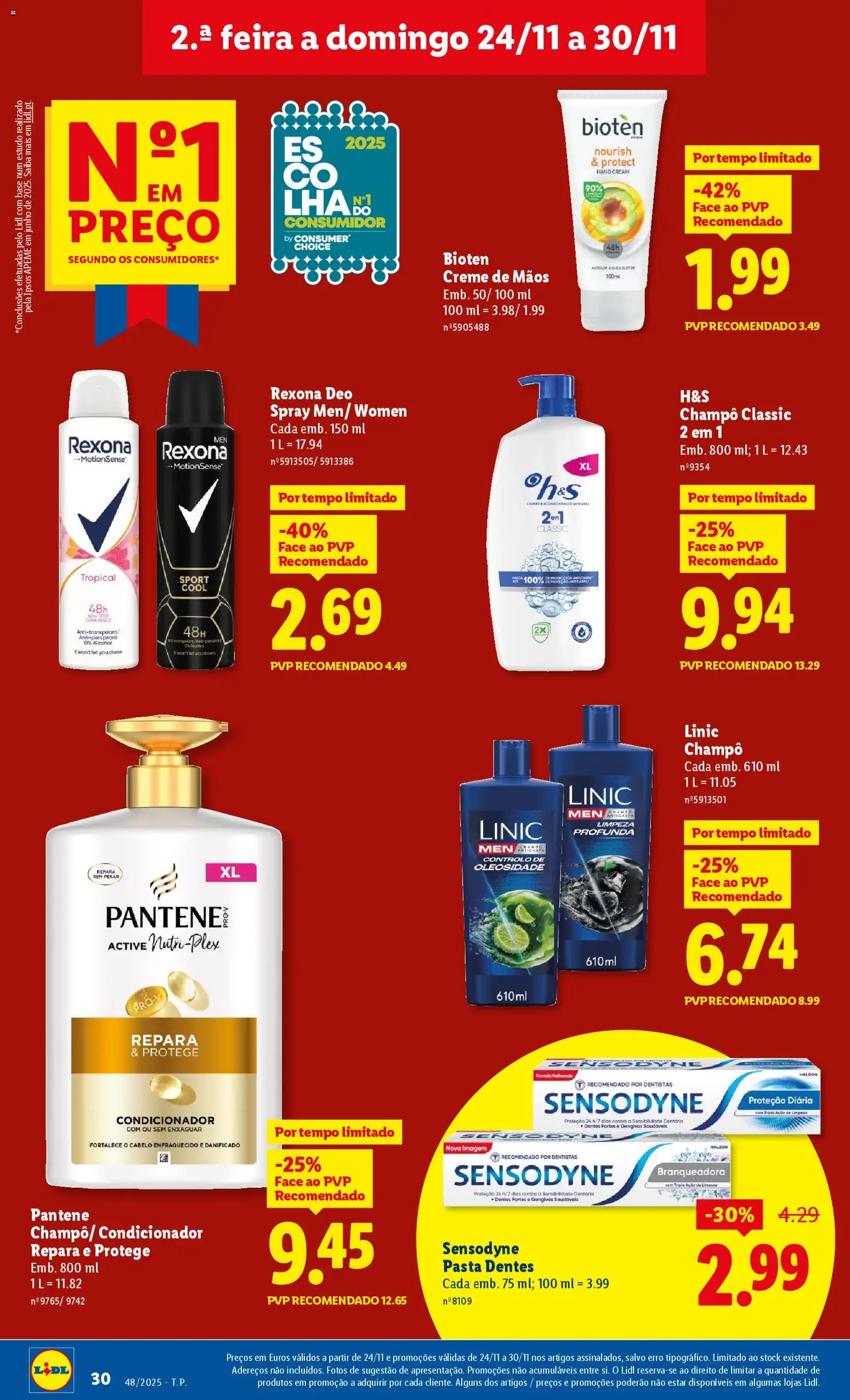 Lidl Black Friday │ válido de 24.11.2025 | Página: 30 | Produtos: Shampoo, Condicionador, Base, Creme
