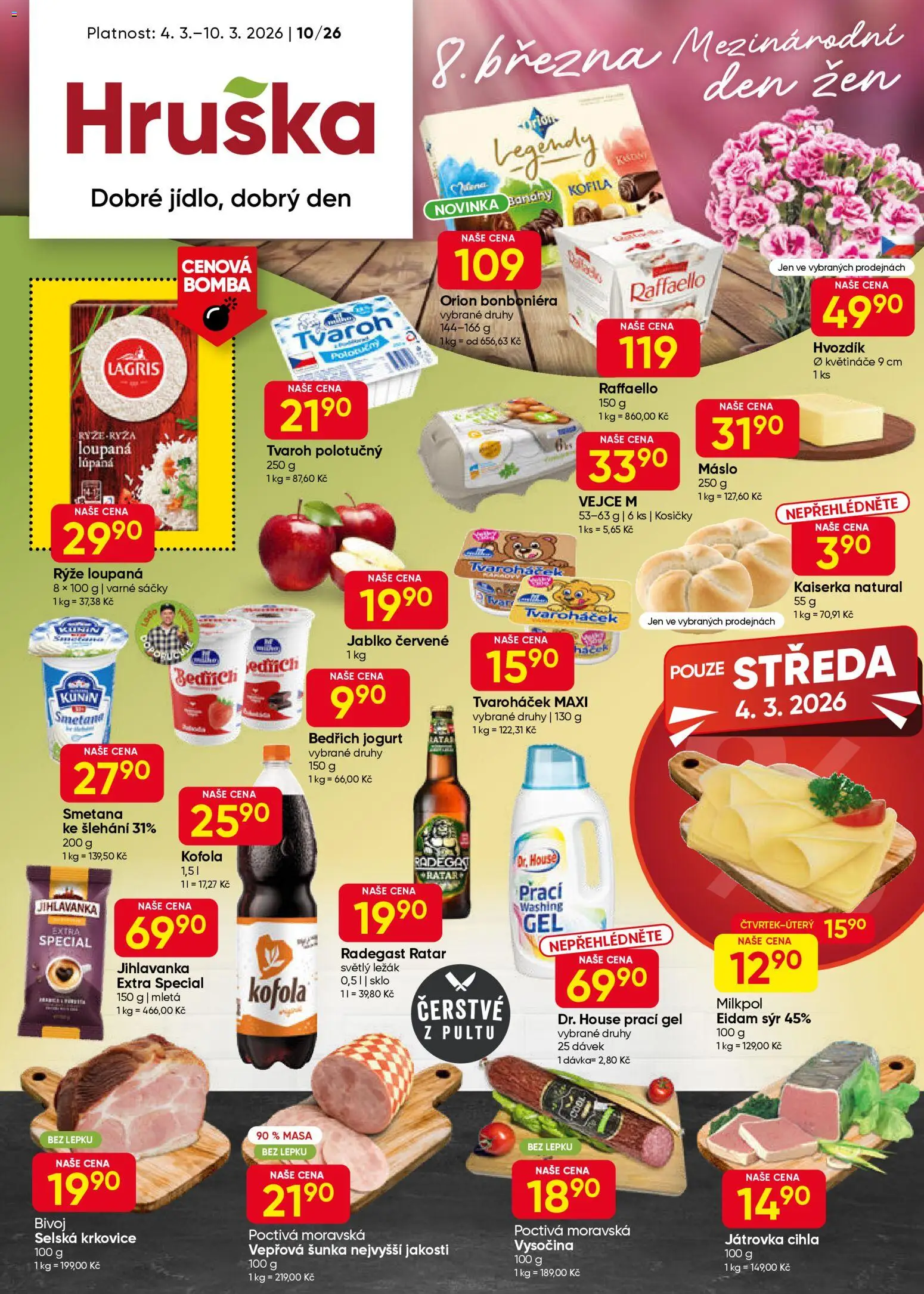 Hruška leták od 04.03.2026 | Strana: 1 | Produkty: Sýr, Květináče, Šunka, Rýže