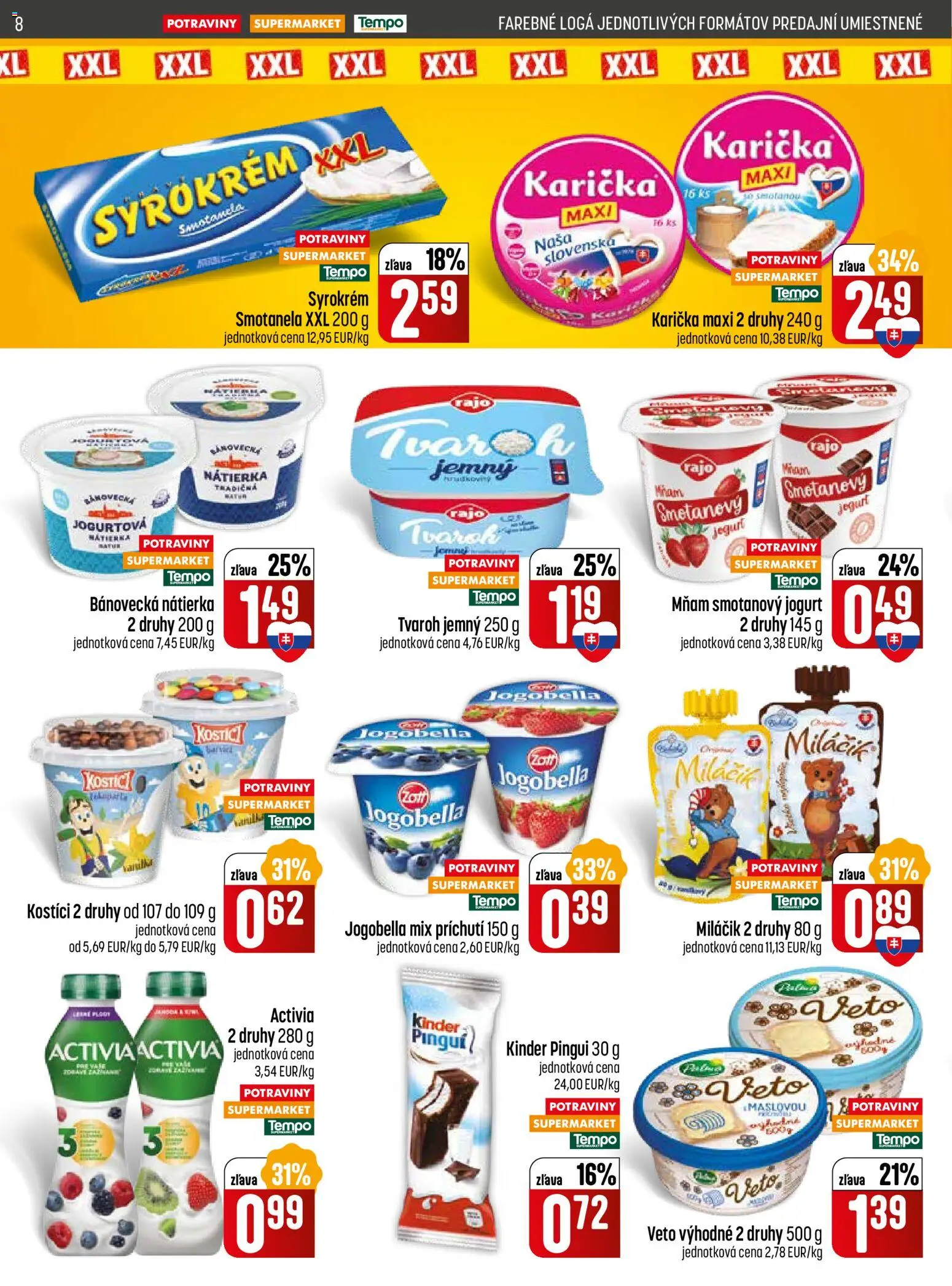 Nové COOP Jednota akcie – leták je platný od 26.02.2026 | Strana: 8 | Produkty: Jogurt, Kinder, Tvaroh