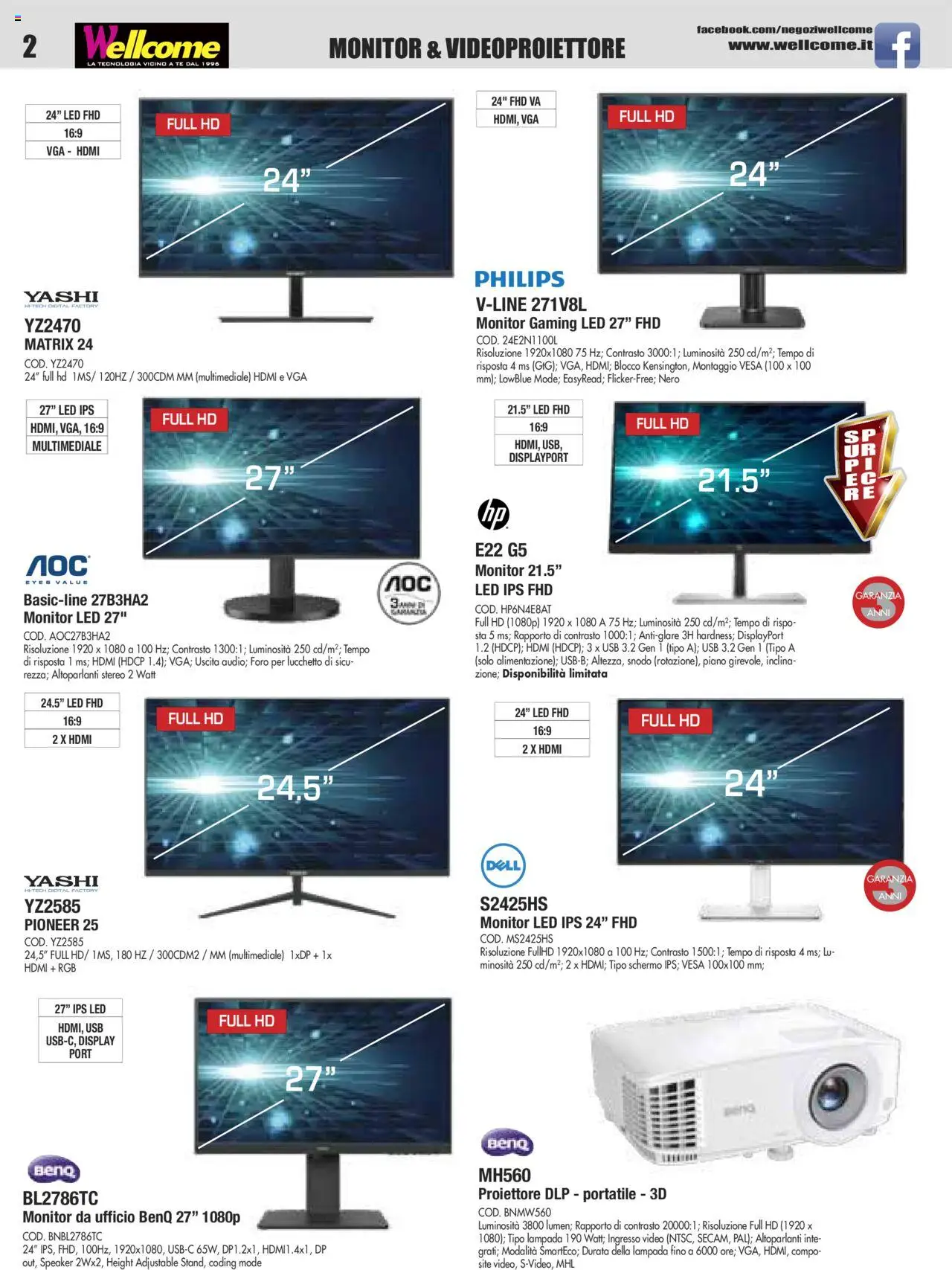Volantino Wellcome del 18.04.2025 | Pagina: 2 | Prodotti: Schermo, Monitor, Speaker, Lampada