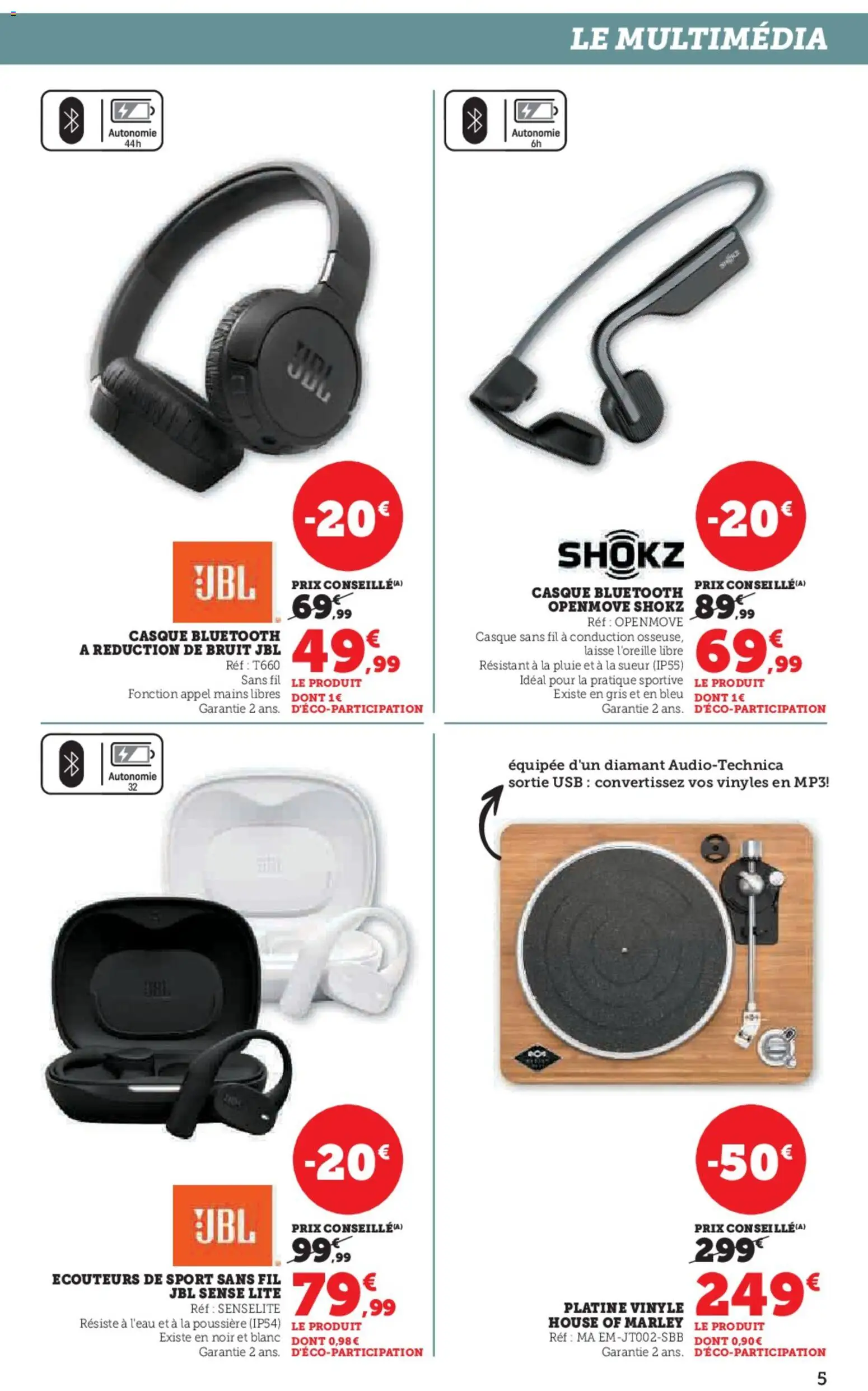 {H1} | Page: 5 | Produits: MP3, Écouteurs, USB, Casque