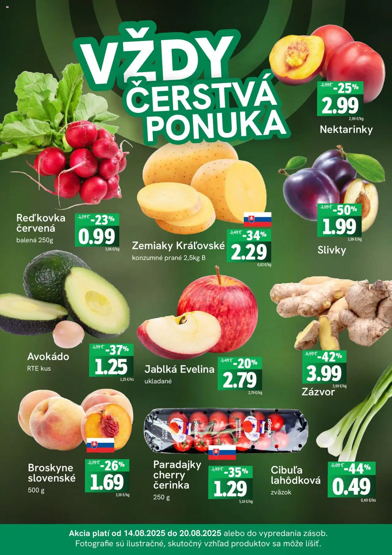 Fresh Leták │ platný od 14.08.2025 | Strana: 3 | Produkty: Jablká, Avokádo, Zemiaky, Slivky