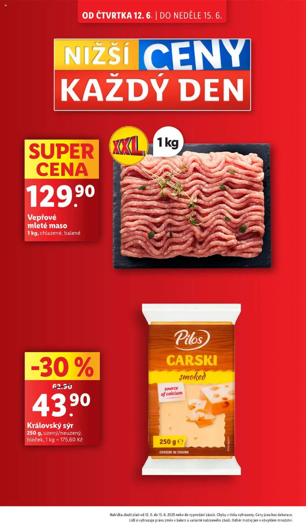 Lidl leták od 12.06.2025 | Strana: 4 | Produkty: Sýr, Mleté maso, Maso