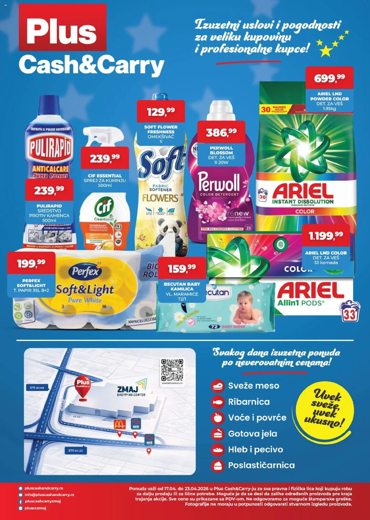 Plus Cash & Carry katalog - važi od 17.04.2026 | Strana: 4 | Proizvode: Ariel, Perwoll, Hleb, Pecivo