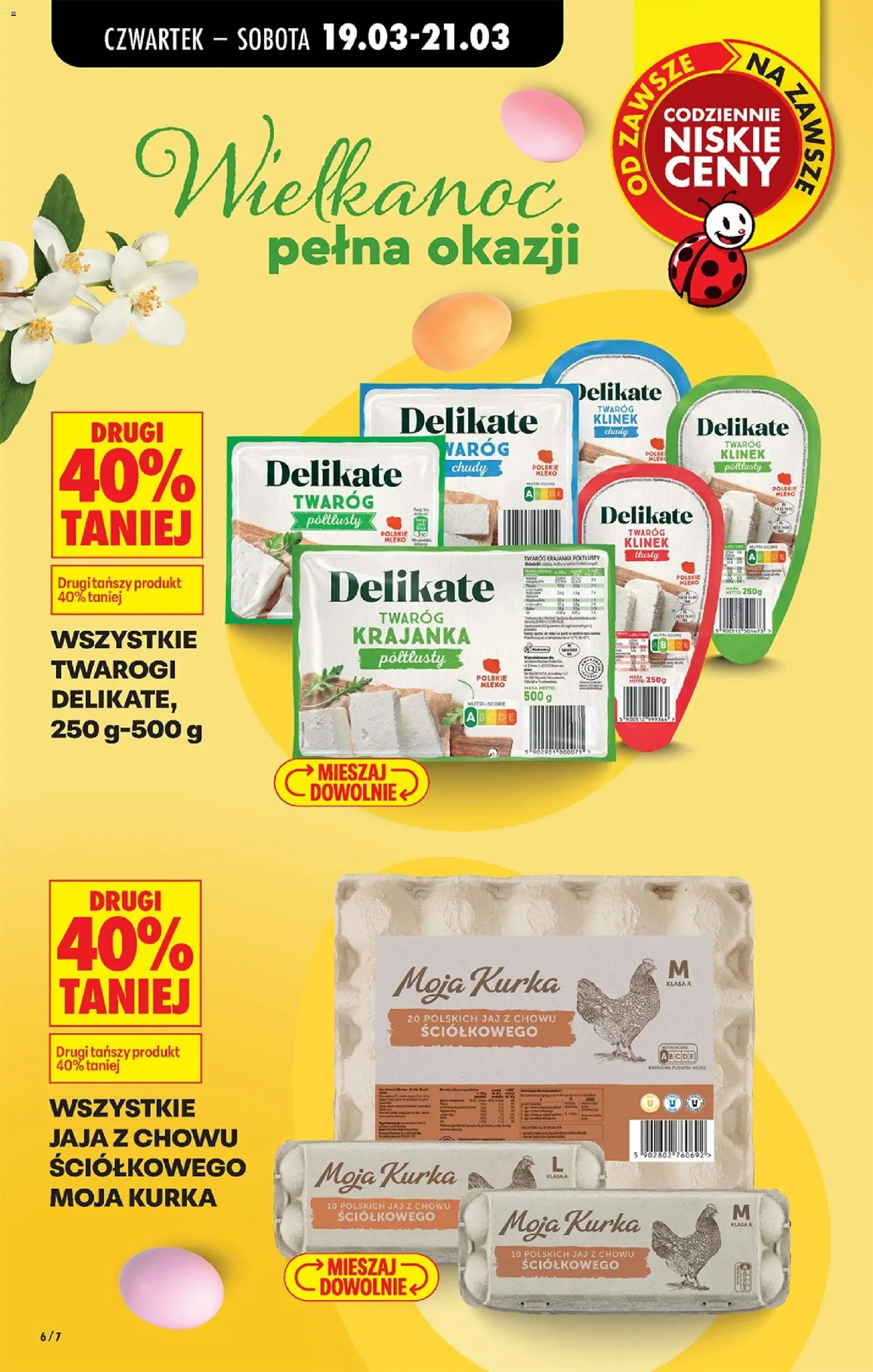 Biedronka gazetka od czwartku od 19.03.2026 | Strona: 10 | Produkty: Twaróg chudy, Twaróg półtłusty, Mleko, Jaja