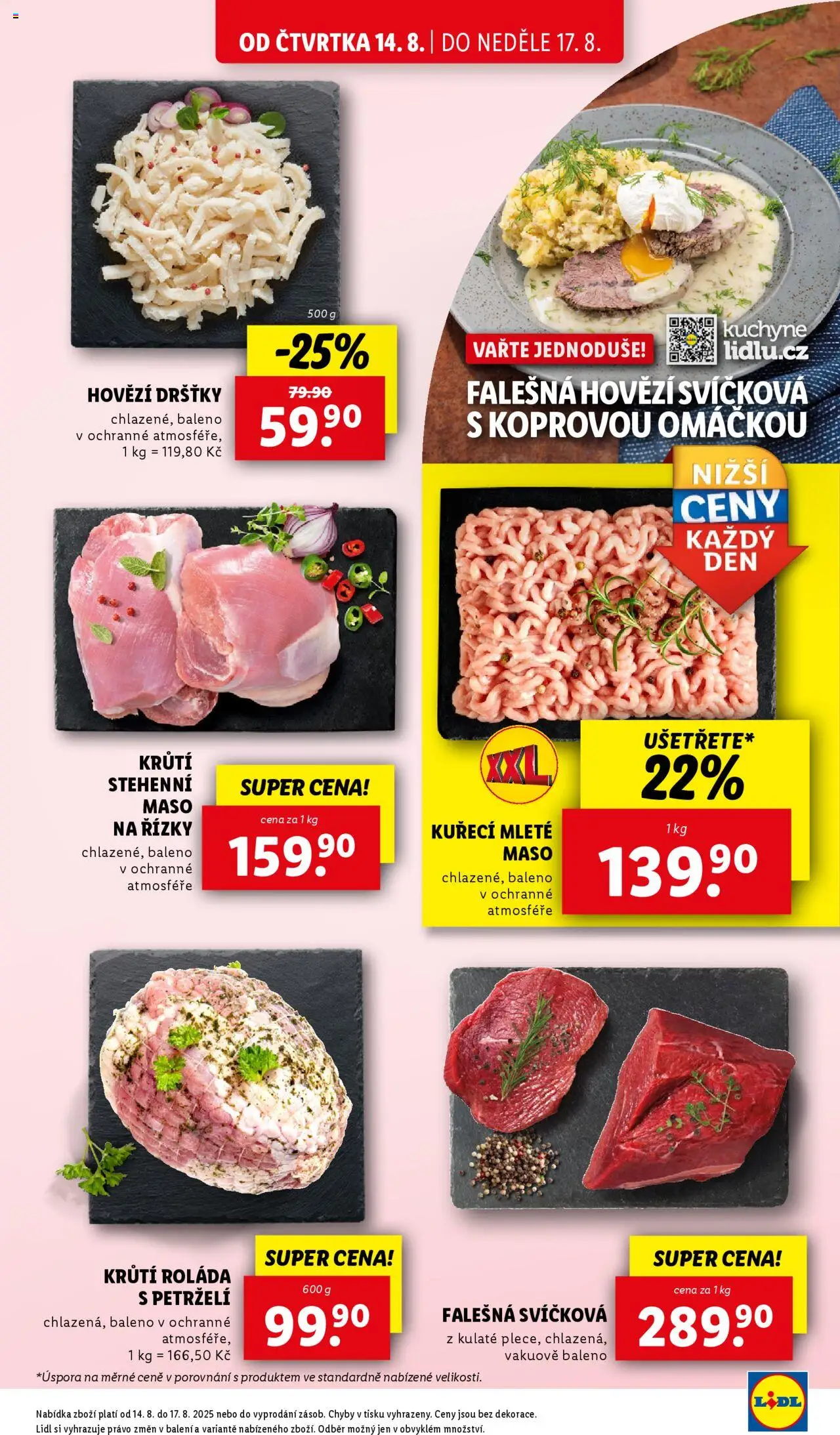Lidl leták od 14.08.2025 | Strana: 11 | Produkty: Hovězí, Hovězí svíčková, Krůtí roláda, Kuchyně