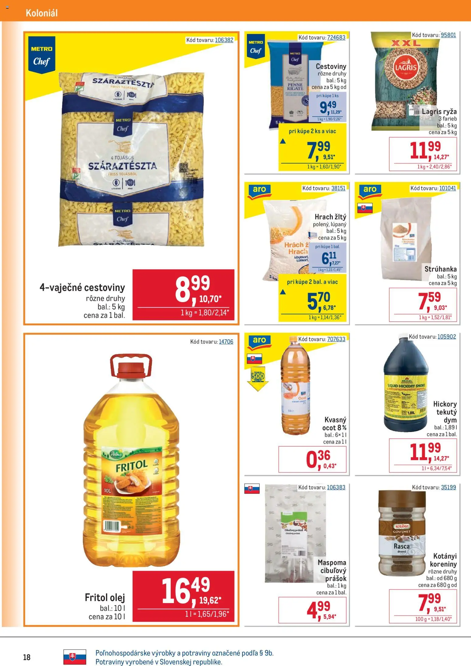 Nové Metro akcie – leták je platný od 25.03.2026 | Strana: 18 | Produkty: Olej, Penne, Ryža, Cestoviny