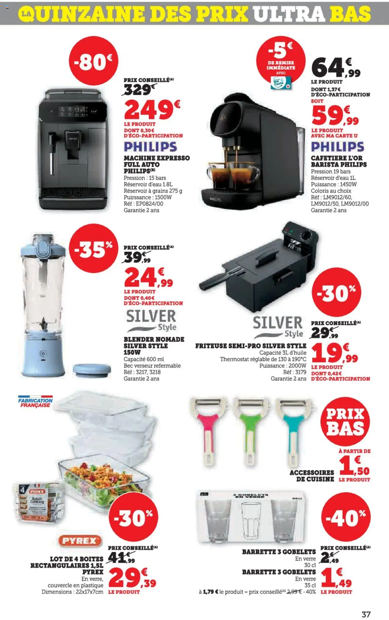  | Page: 37 | Produits: Cafetière, Blender, Friteuse, Réservoir d'eau