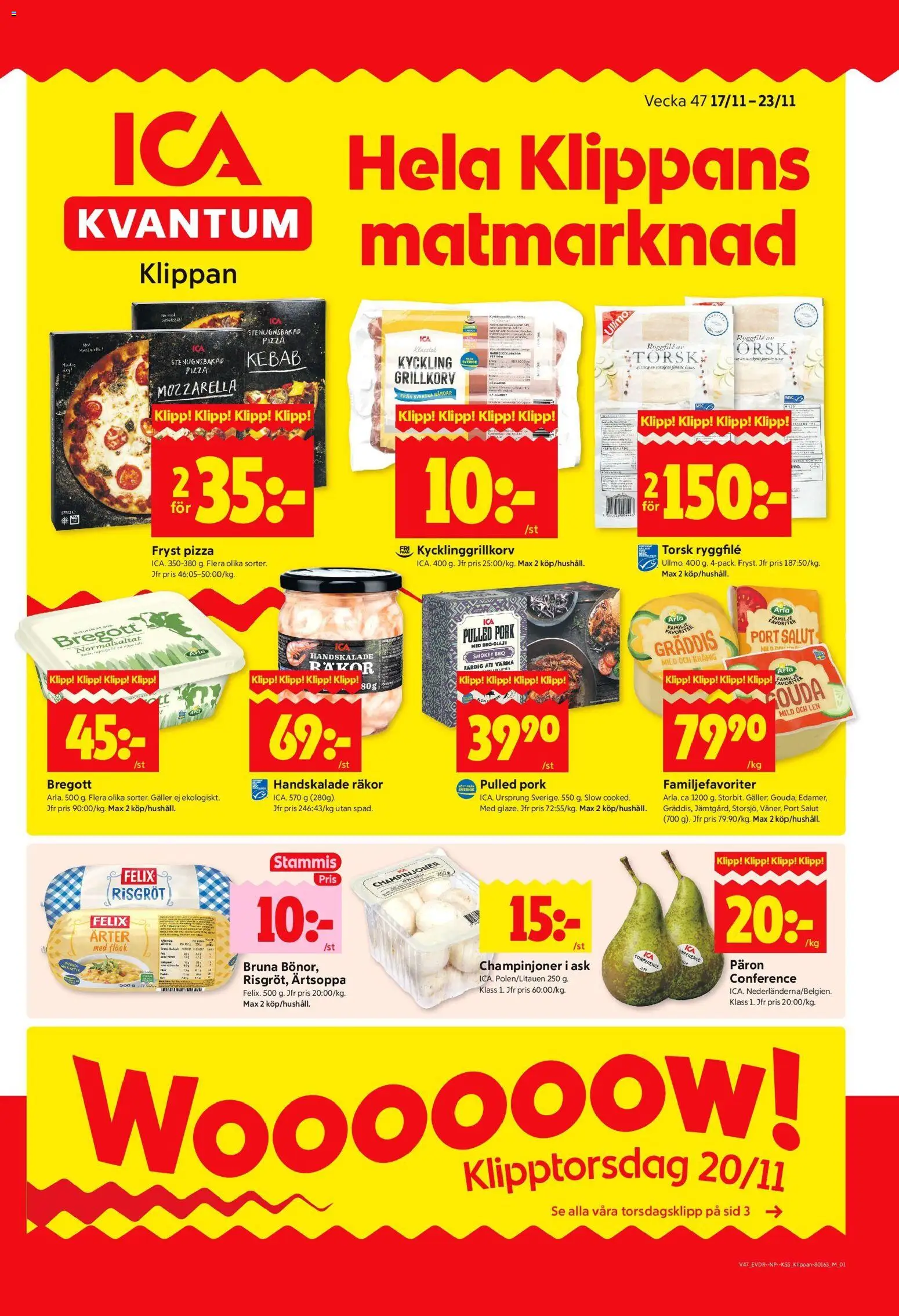 ICA Kvantum reklamblad aktuell från 17.11.2025 | Sida: 1 | Produkter: Galler, Bregott, Pizza, Champinjoner