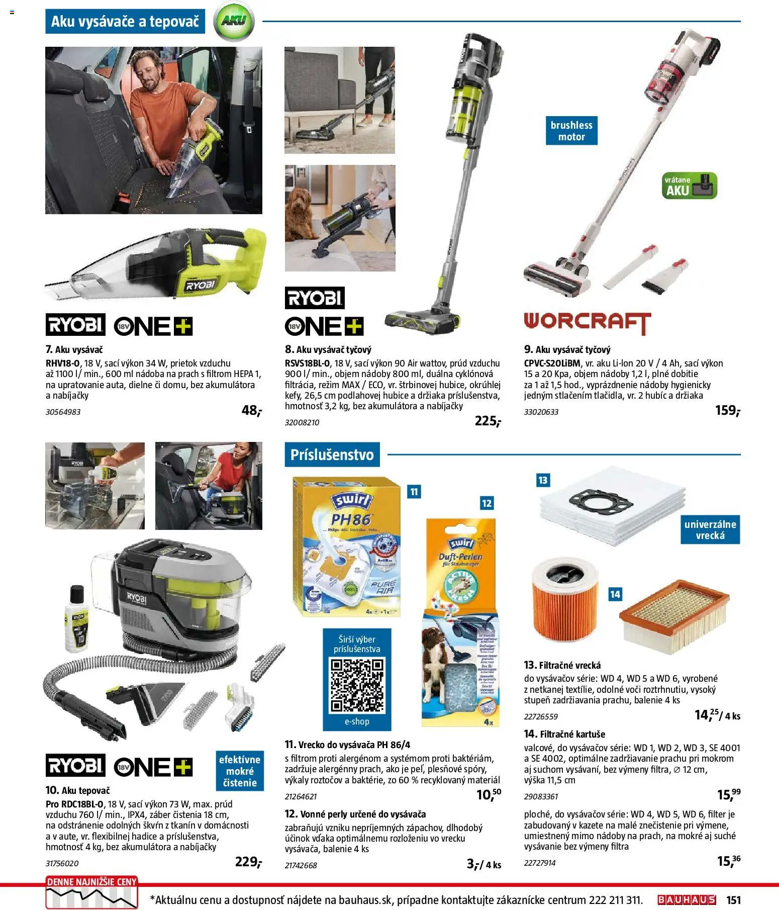 Nové Bauhaus akcie – leták je platný od 26.01.2026 | Strana: 151 | Produkty: Tepovač, Vysávače, Aku vysávač, Aku