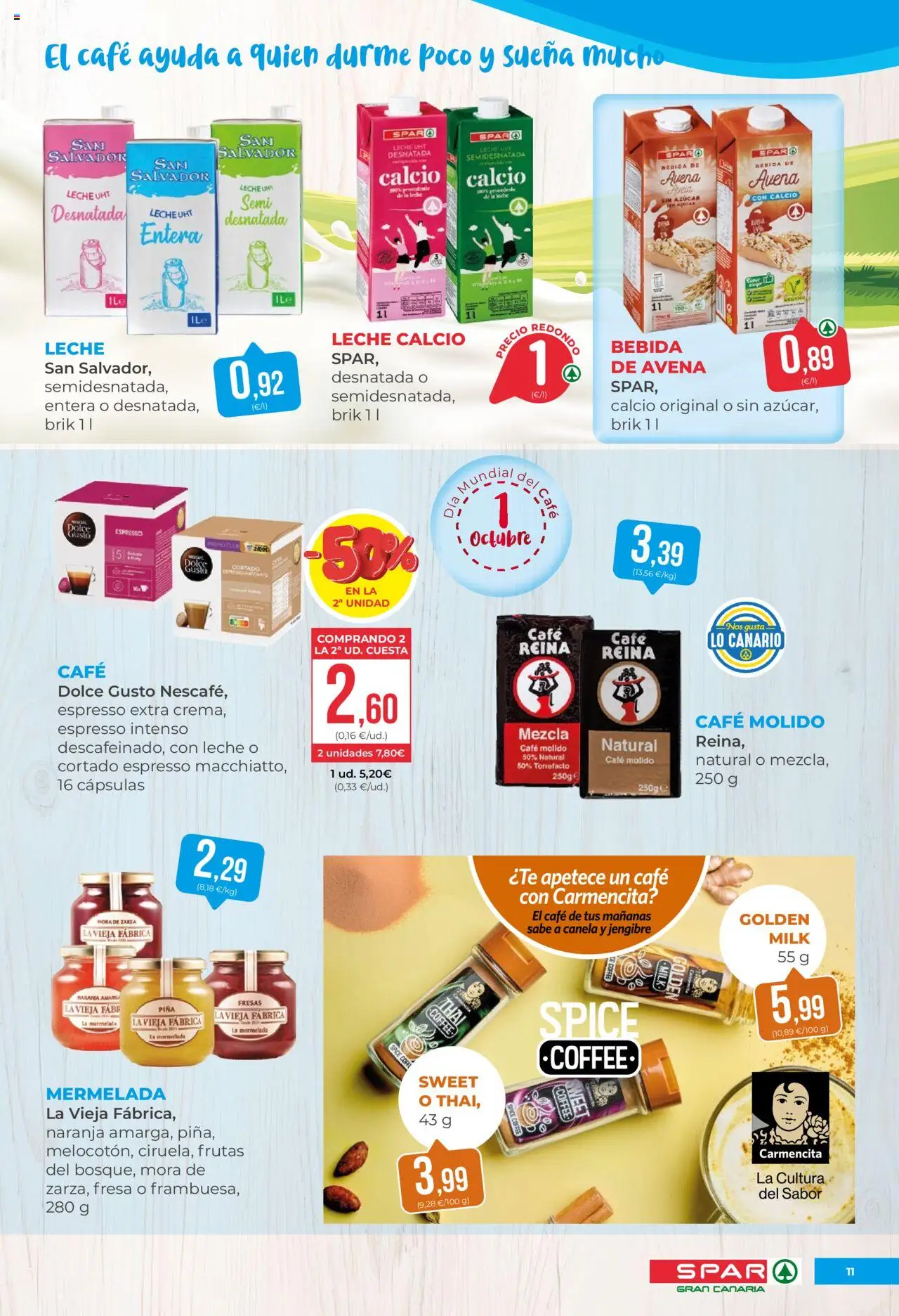 Spar folleto │ válido desde el 19.09.2025 | Página: 11 | Productos: Leche, Café, Café molido, Fresas