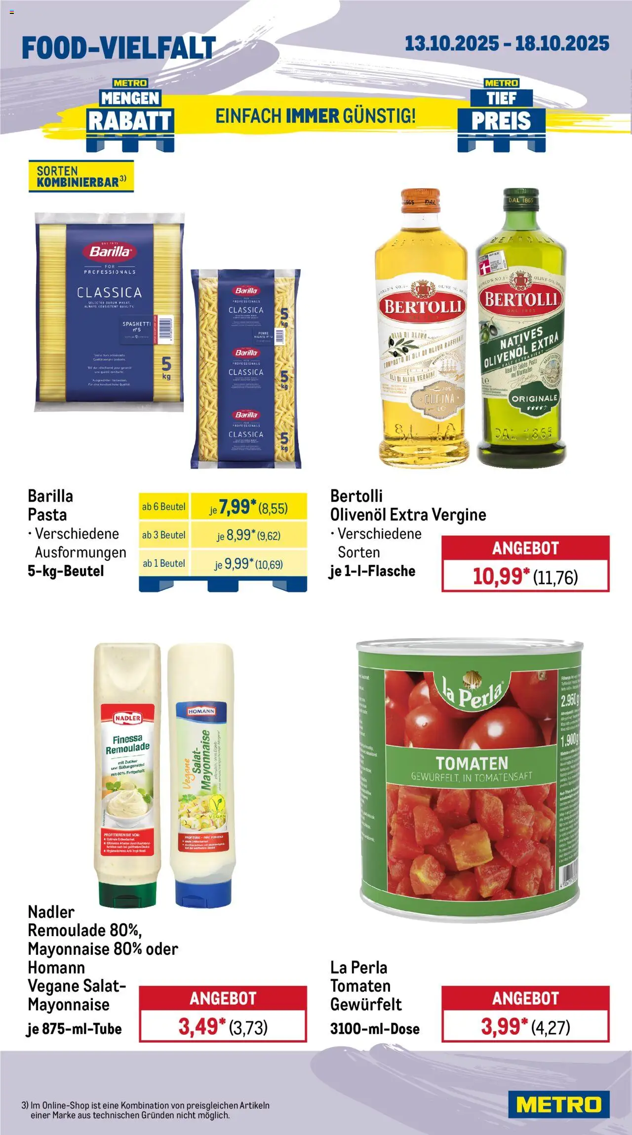 Metro Wochen-Angebote Gastro – gültig ab 13.10.2025 | Seite: 14 | Produkte: Barilla, Olivenol, Tomaten, Mayonnaise