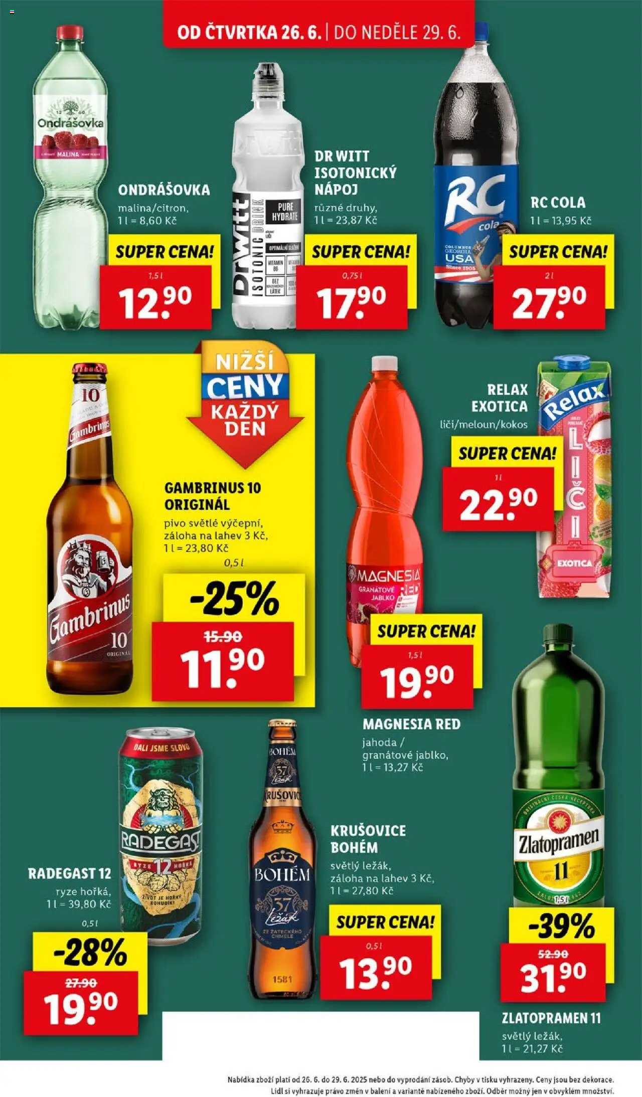 Lidl leták od 26.06.2025 | Strana: 24 | Produkty: Pivo, Krušovice Bohém, Krušovice, RC Cola