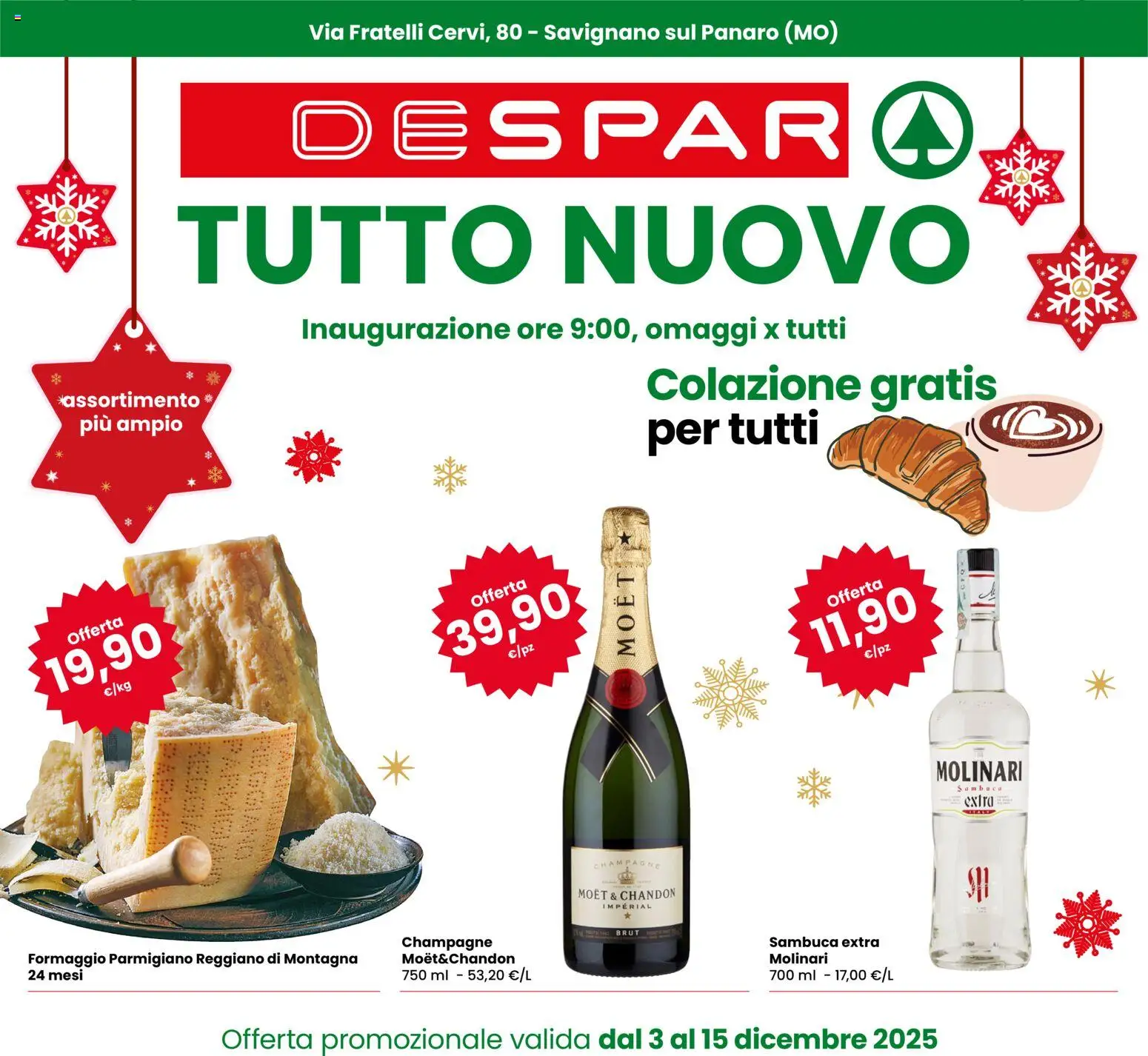 Volantino Despar del 03.12.2025 | Pagina: 1 | Prodotti: Formaggio, Champagne, Parmigiano reggiano, Parmigiano