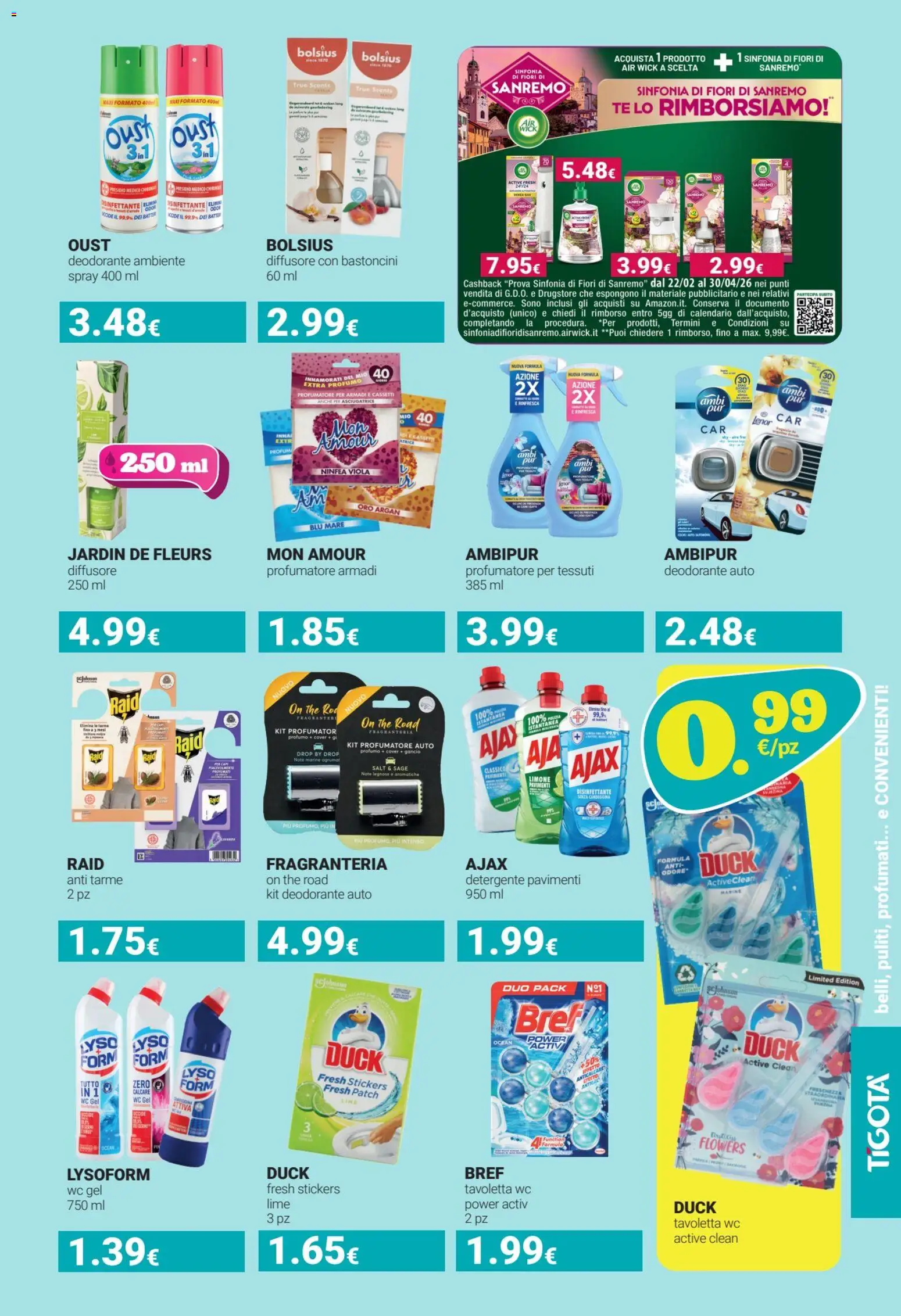 Volantino Tigotà del 01.03.2026 | Pagina: 17 | Prodotti: Tavoletta wc, Deodorante, Diffusore con bastoncini, The