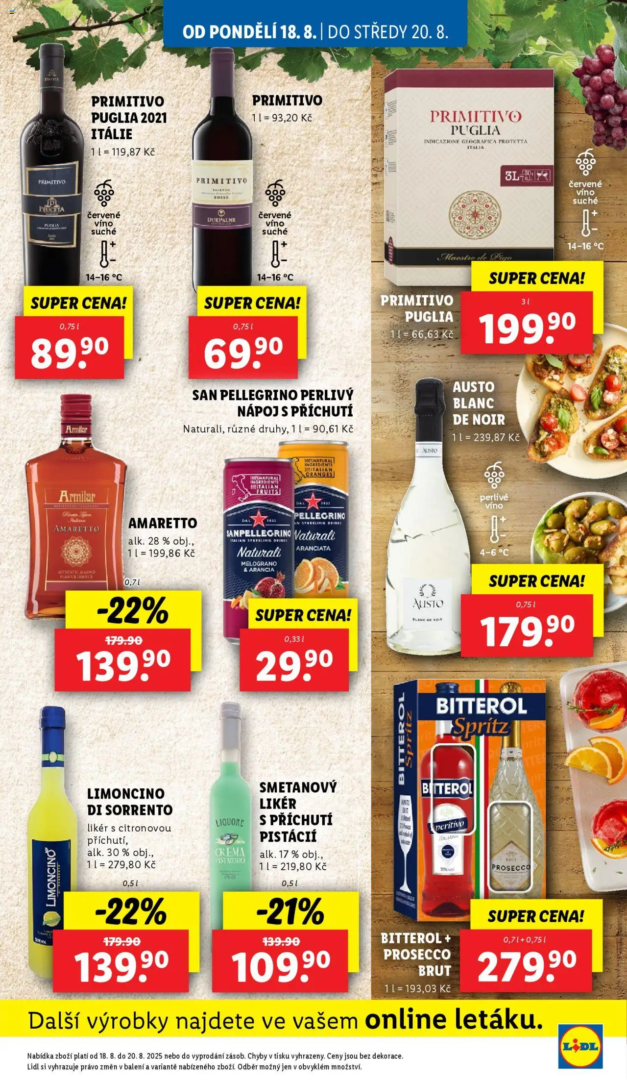 Lidl leták od 18.08.2025 | Strana: 21 | Produkty: Víno, Primitivo Puglia, Spritz, Červené víno