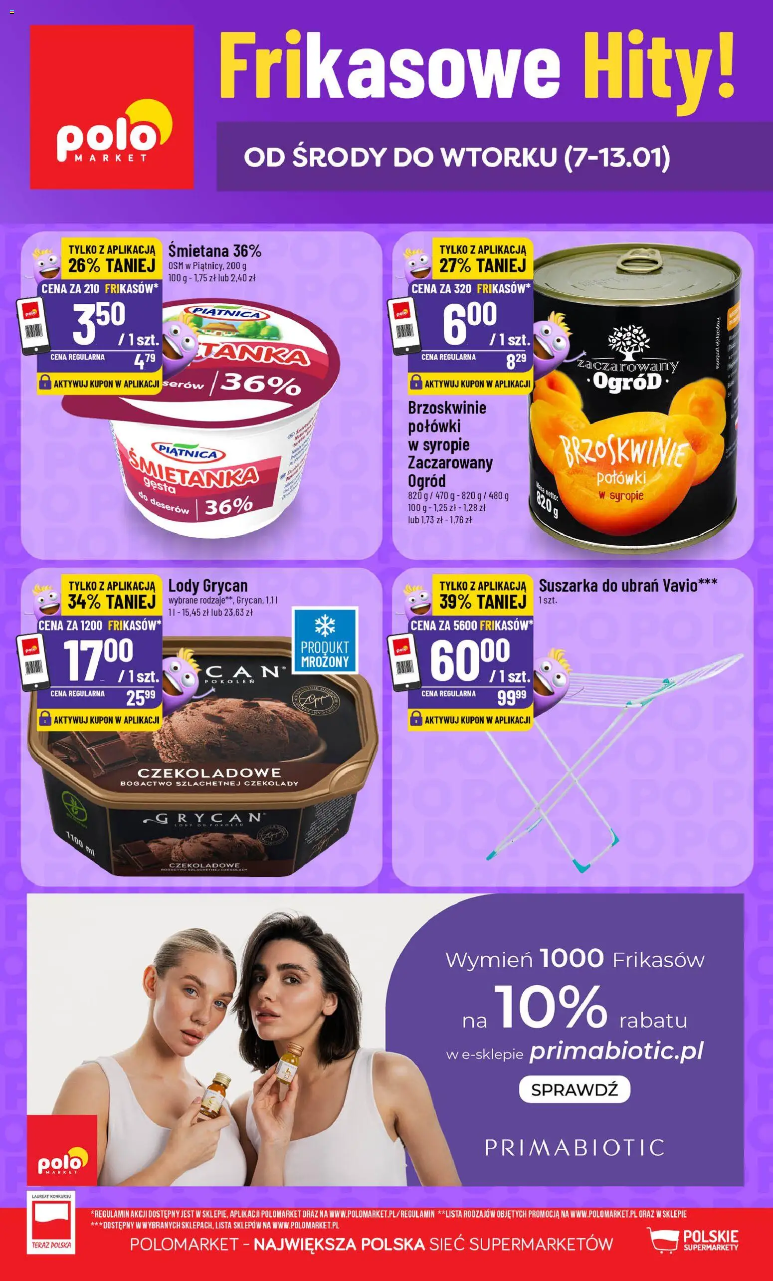 POLOmarket Gazetka - Frikasowe Hity od 07.01.2026 | Strona: 1 | Produkty: Czekolady, Suszarka, Śmietana, Brzoskwinie