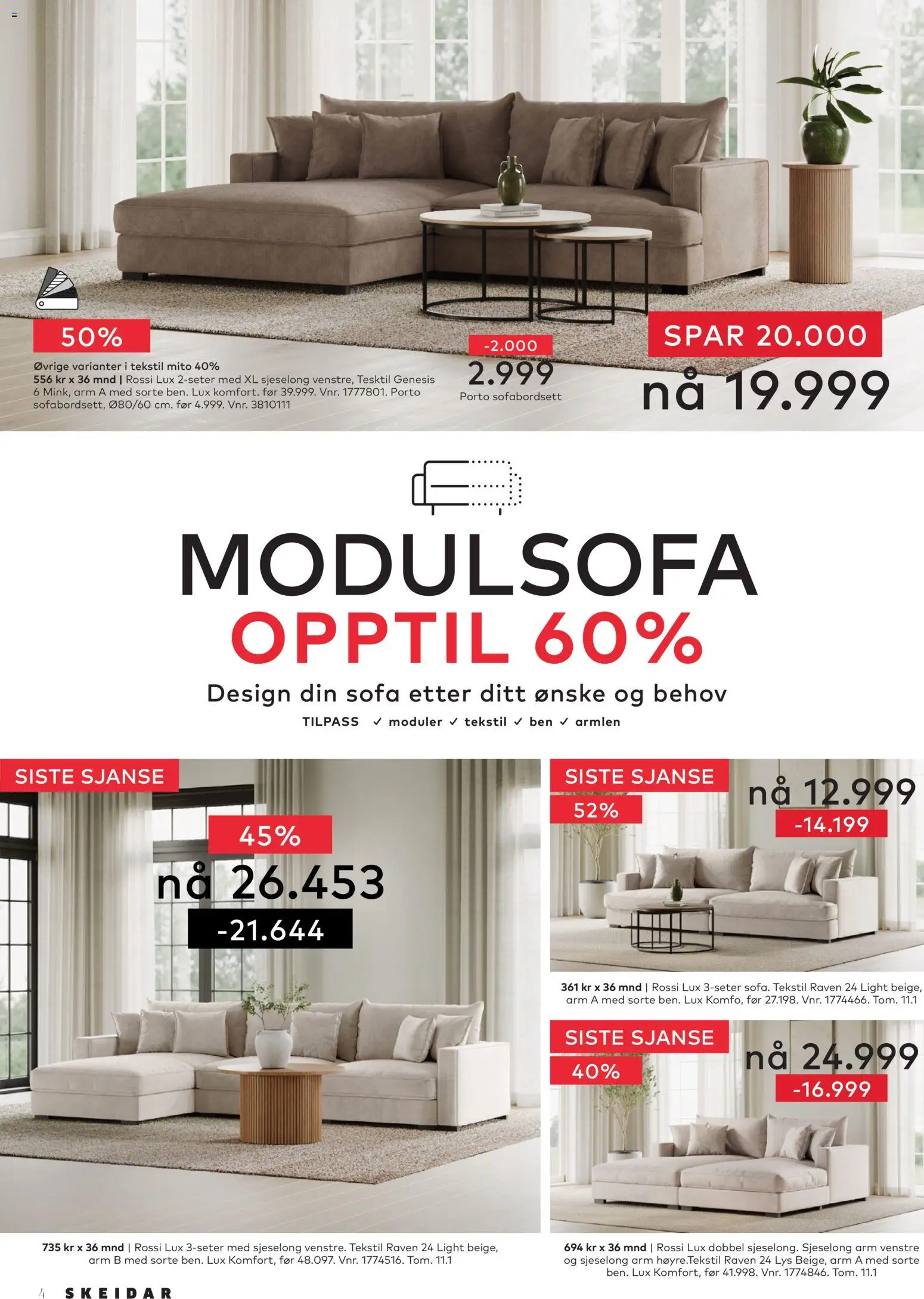 {H1} | Side: 4 | Produkter: Lys, Sofa, Sjeselong