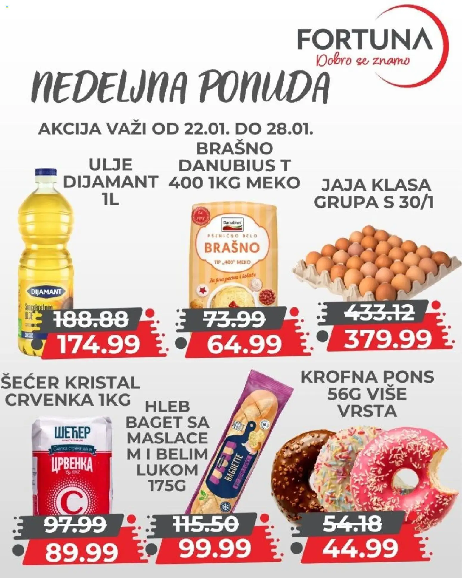 Fortuna Market katalog - važi od 22.01.2026 | Strana: 7 | Proizvode: Baget, Šećer, Brašno, Jaja