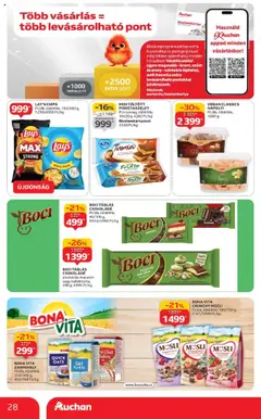 Auchan akciós ujság - amely érvényes a következő dátumtól: 04.09.2025 | Oldal: 28 | Termékek: Tiramisu, Müzli, Étcsokoládé, Nápolyi