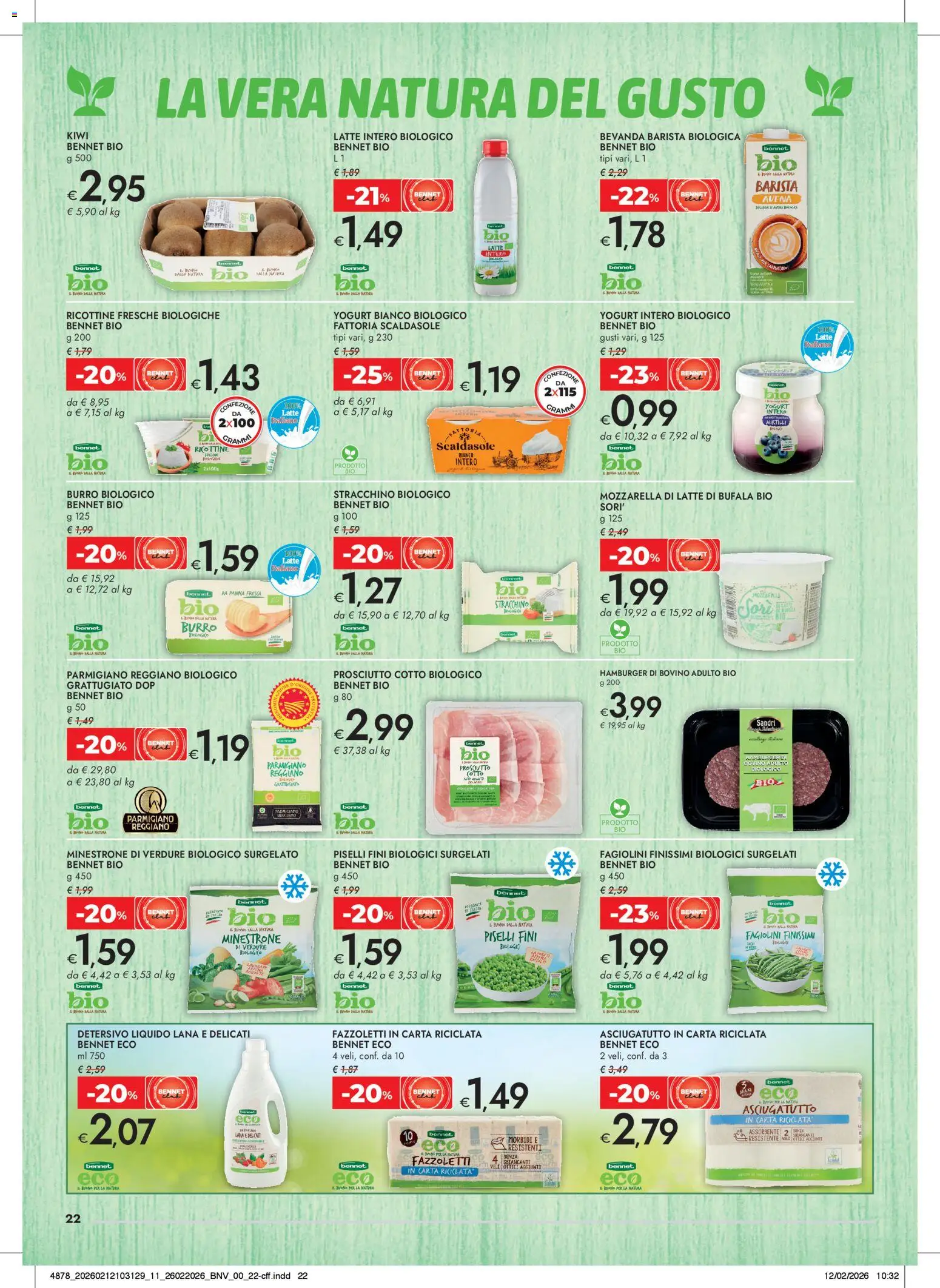 Volantino bennet del 26.02.2026 | Pagina: 22 | Prodotti: Panna, Prosciutto, Fagiolini, Hamburger