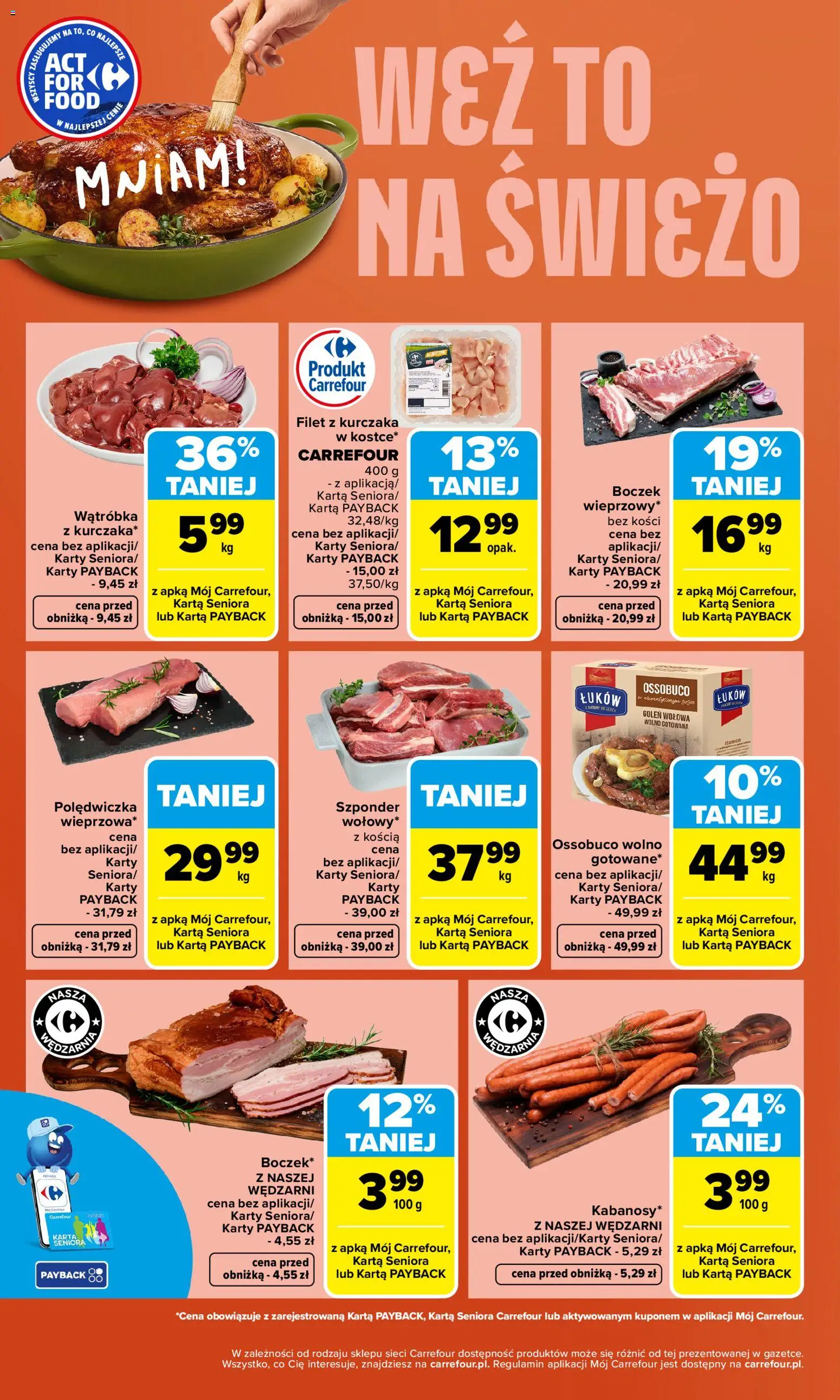 Carrefour gazetka - Weź to na świeżo od 13.04.2026 | Strona: 2 | Produkty: Karta, Filet z kurczaka, Wątróbka, Boczek