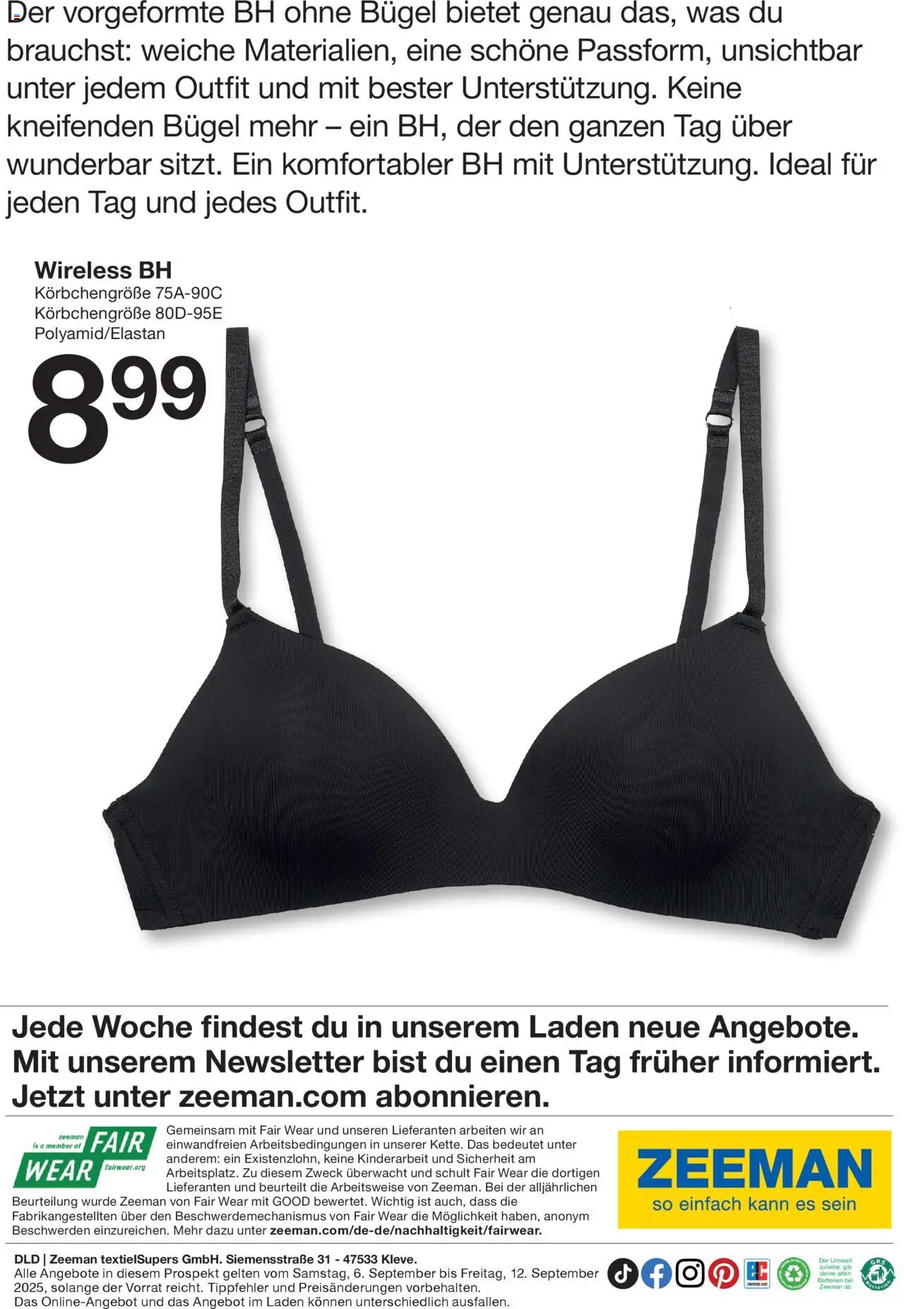 Zeeman Prospekt 	 – gültig ab 06.09.2025 | Seite: 22 | Produkte: Batterien, BH