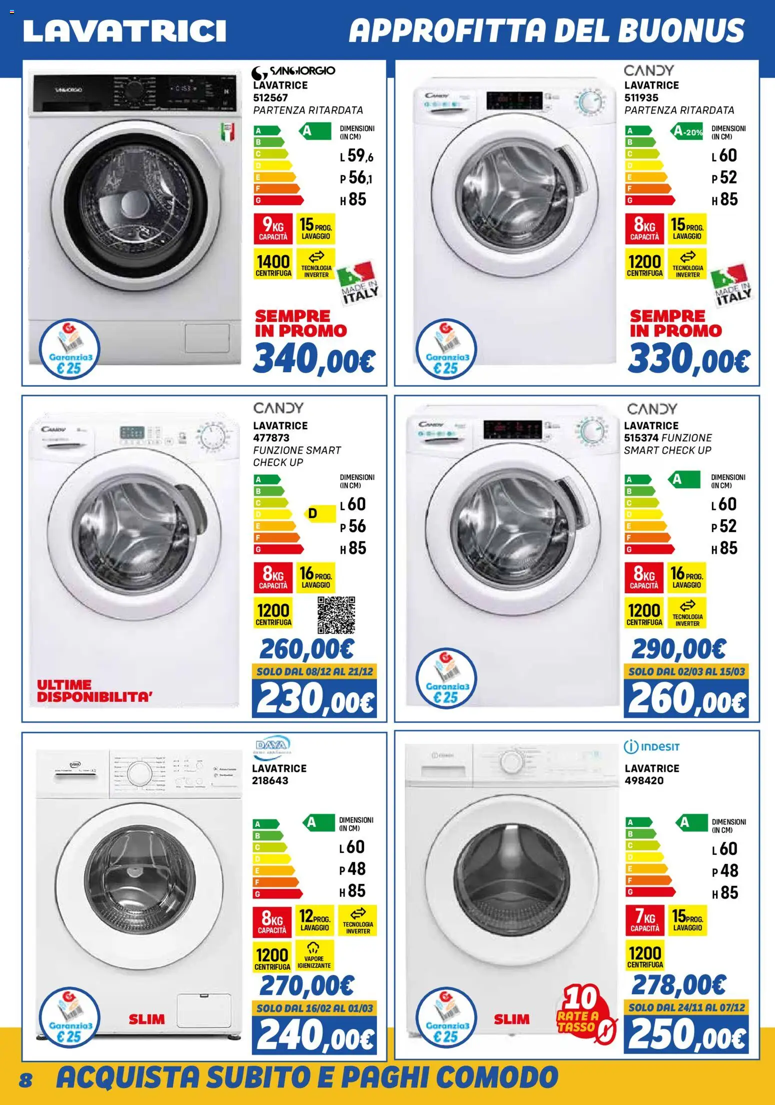 Volantino Orizzonte del 01.11.2025 | Pagina: 8 | Prodotti: Centrifuga, Lavatrice