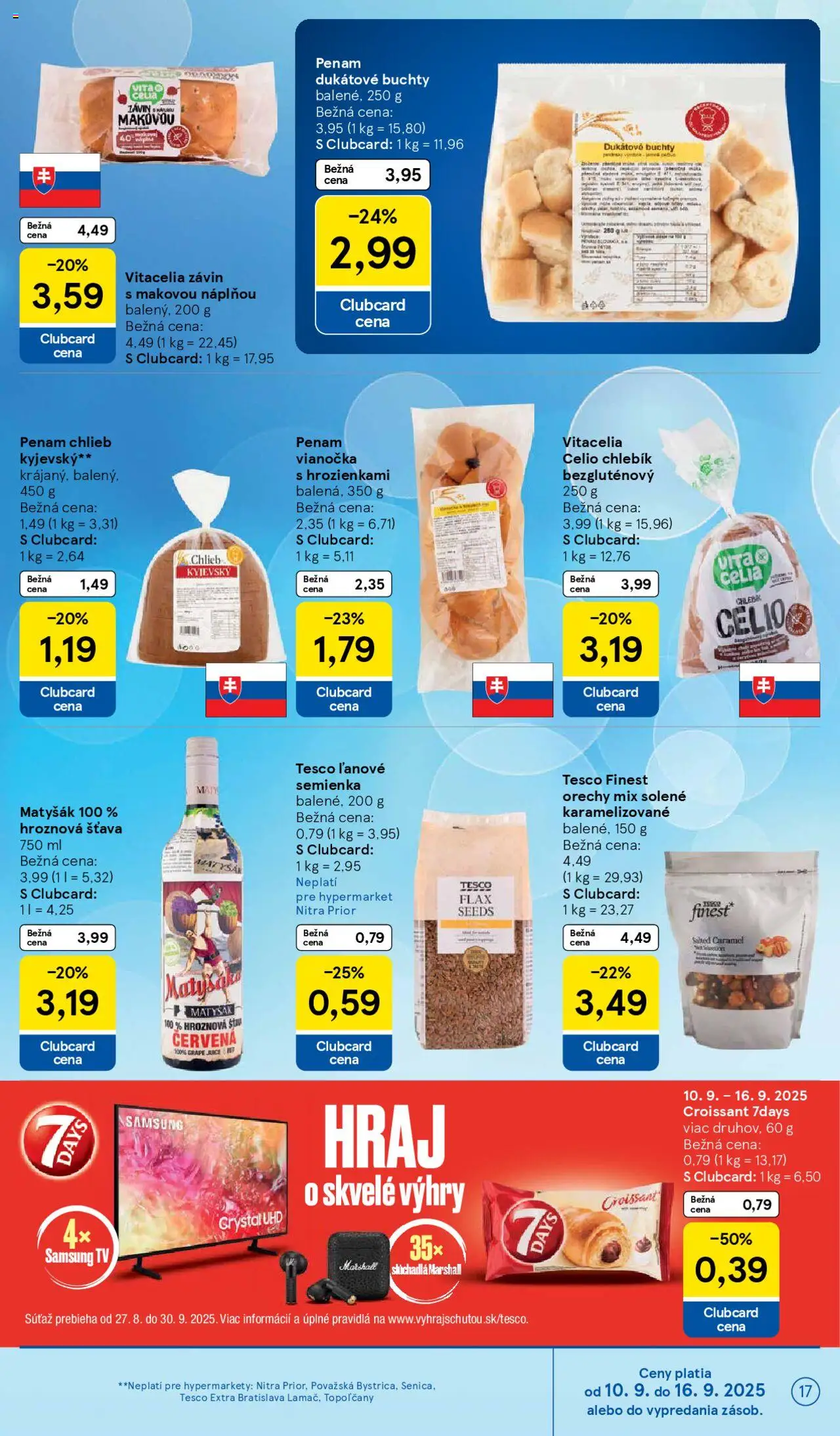 Nové Tesco akcie – leták je platný od 10.09.2025 | Strana: 17 | Produkty: Tv, Samsung, Slúchadlá, Orechy