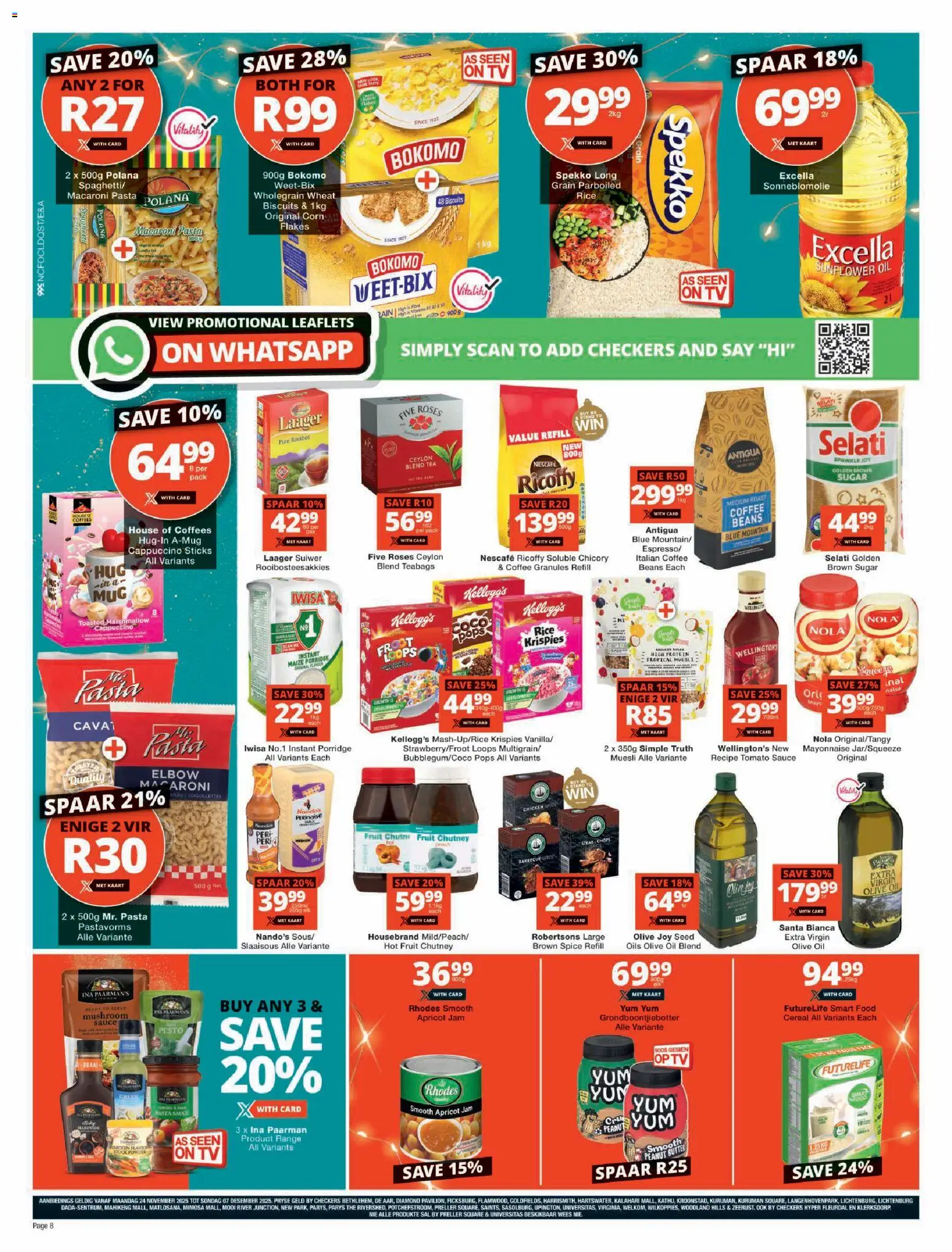 New Checkers catalogue – valid from 24.11.2025 | Page: 8 | Products: Jam, Detergente líquido, Rice, Sauce