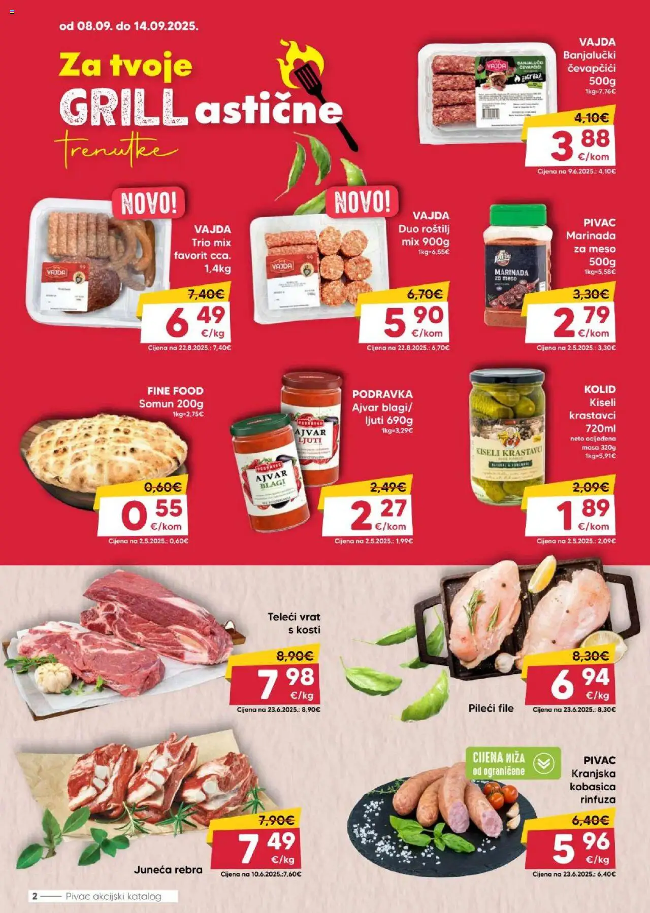 Pivac katalog | vrijedi od 08.09.2025 | Stranica: 2 | Proizvodi: Roštilj, Pileći file, Krastavci, Ćevapčići