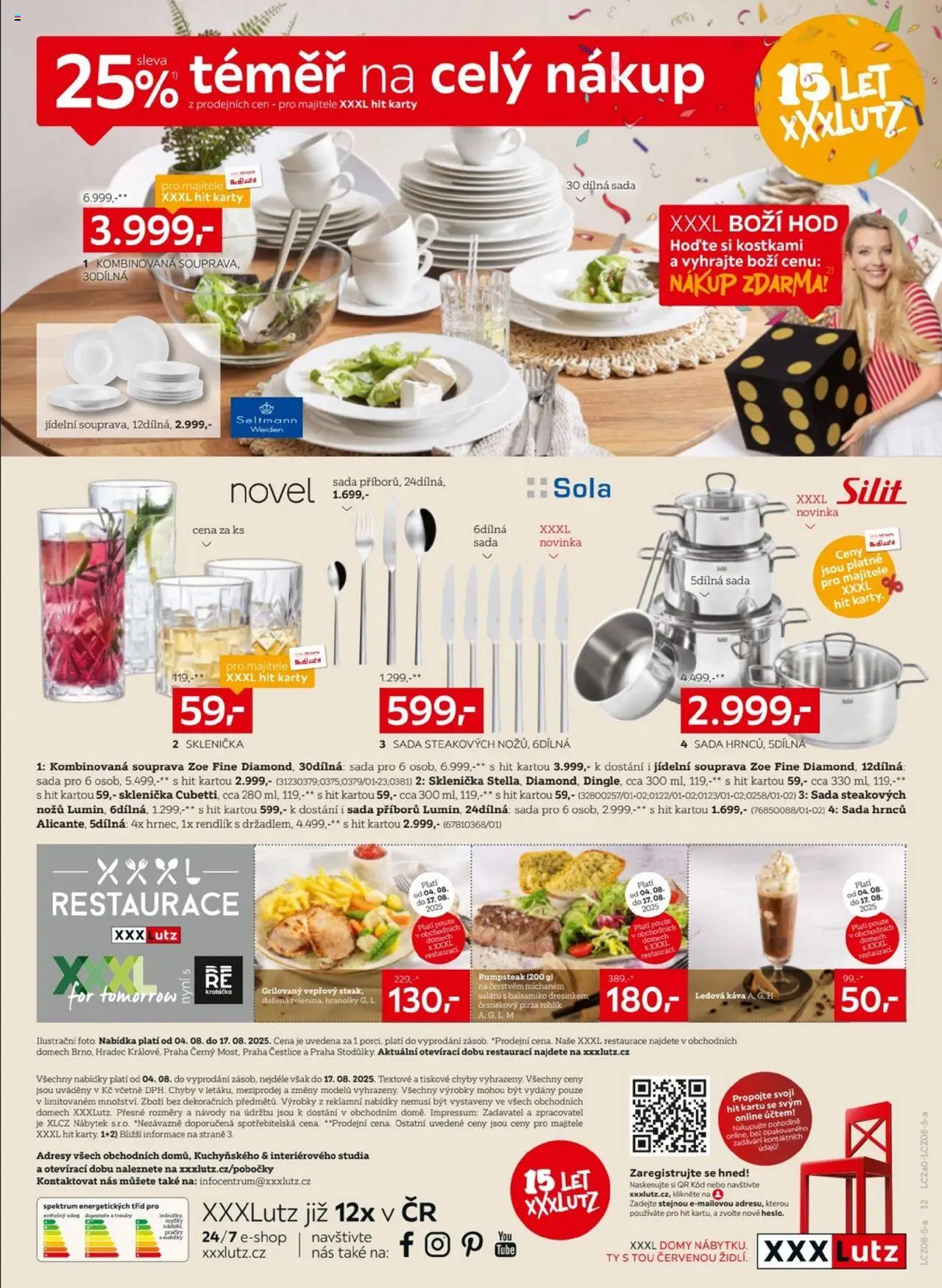 XXXLutz leták - Sleva 25 % na téměř celý nákup od 04.08.2025 | Strana: 12 | Produkty: Rumpsteak, Pizza, Rohlík, Pračky