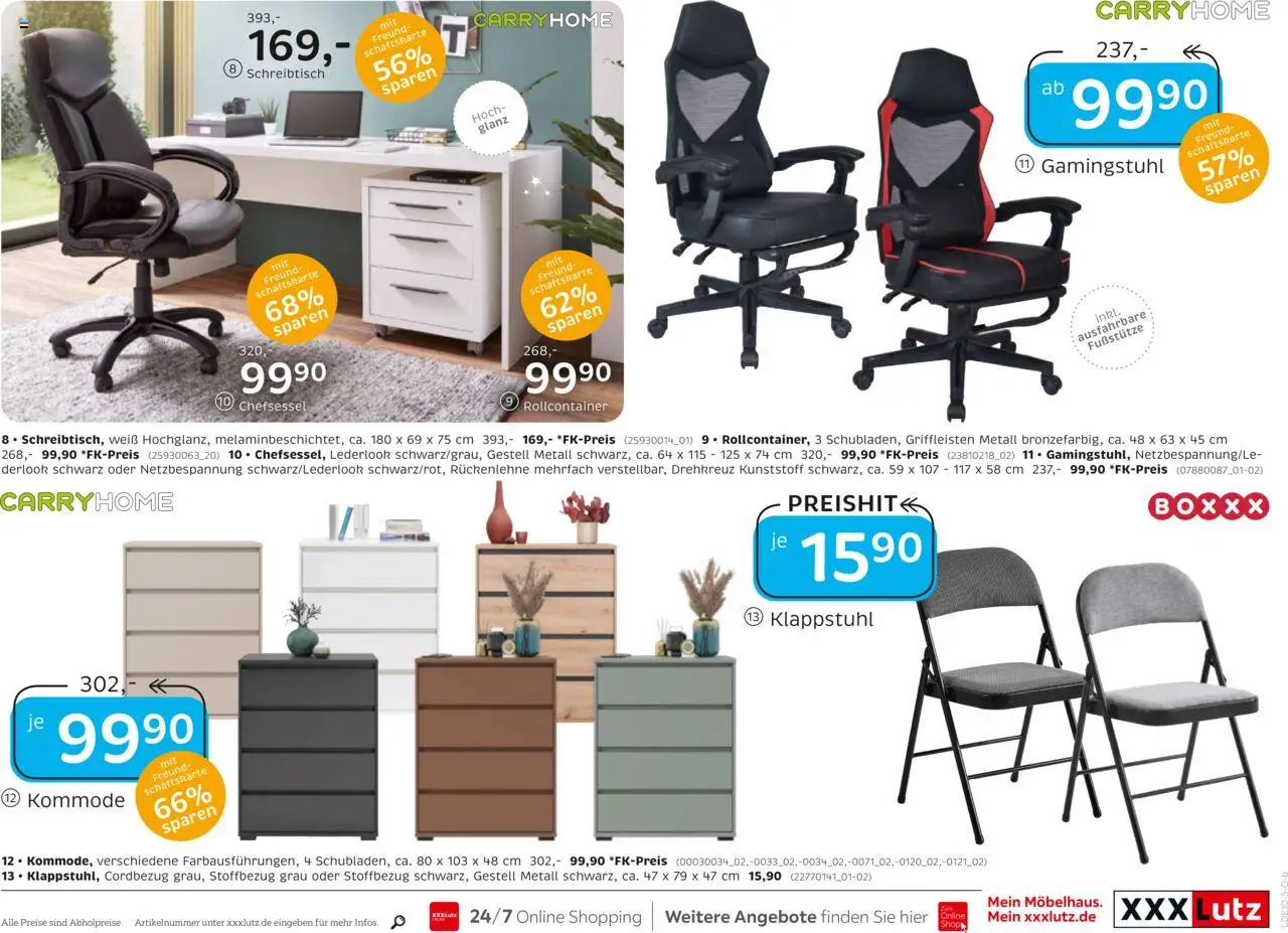XXXL Lutz Deutschlands Nr. 1 beim Preis! – gültig ab 22.09.2025 | Seite: 23 | Produkte: Kommode, Gamingstuhl, Chefsessel, Rollcontainer