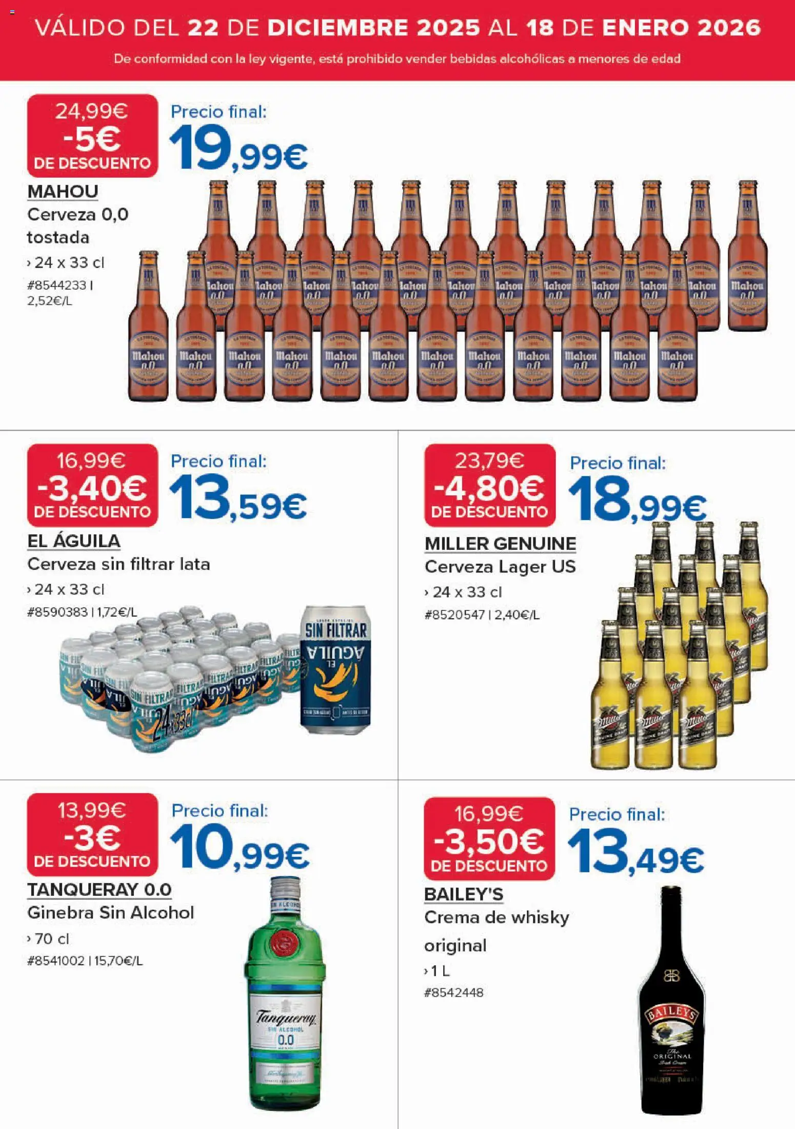 Costco catálogo │ válido desde el 22.12.2025 | Página: 7 | Productos: Cerveza, Ginebra, Crema, Whisky
