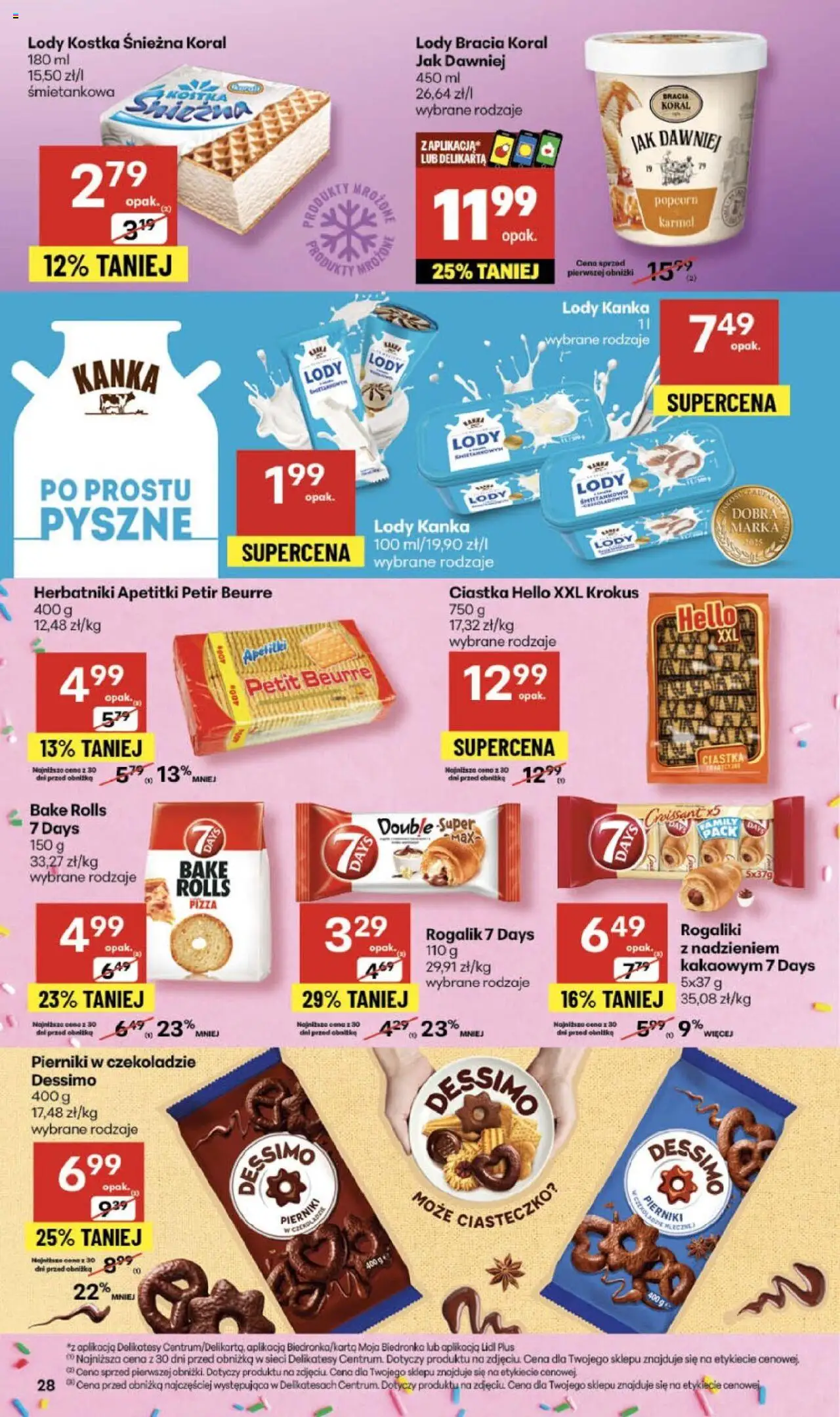 Delikatesy Centrum Gazetka od 23.10.2025 | Strona: 28 | Produkty: Delikatesy, Pierniki w czekoladzie, Ciastka, Lody