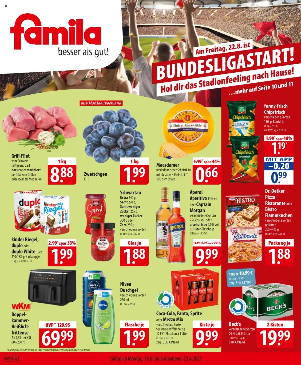 Famila Prospekt 	 - gültig ab dem 18.08.2025 | Seite: 1 | Produkte: Ristorante, Zwetschgen, Duschgel, Pizza