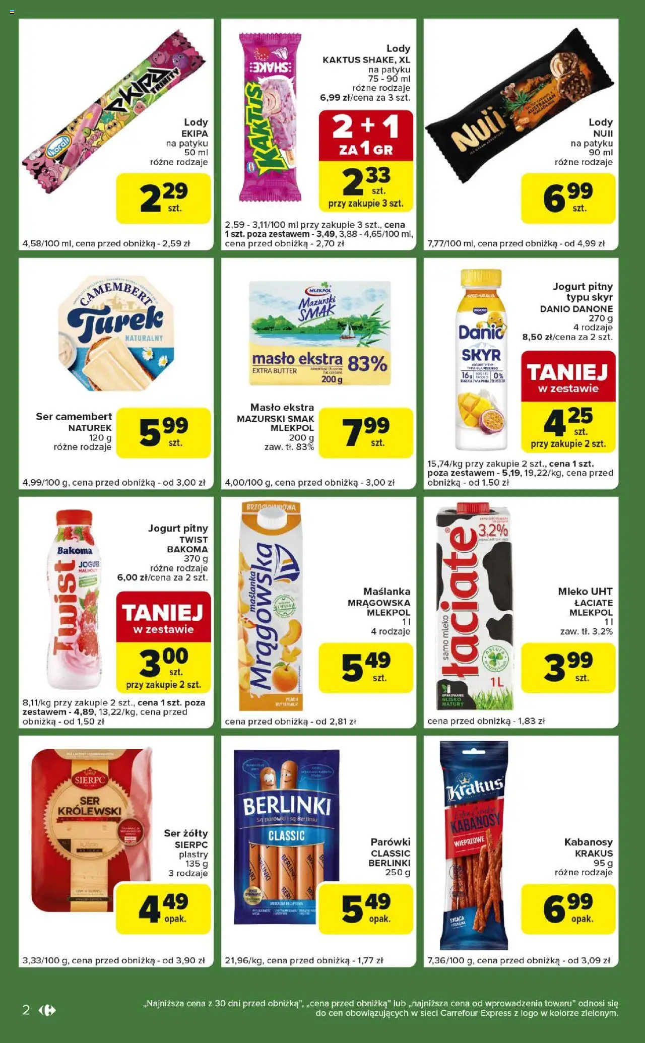 Carrefour Gazetka - Express II od 19.08.2025 | Strona: 2 | Produkty: Mango, Ser camembert, Masło, Lody
