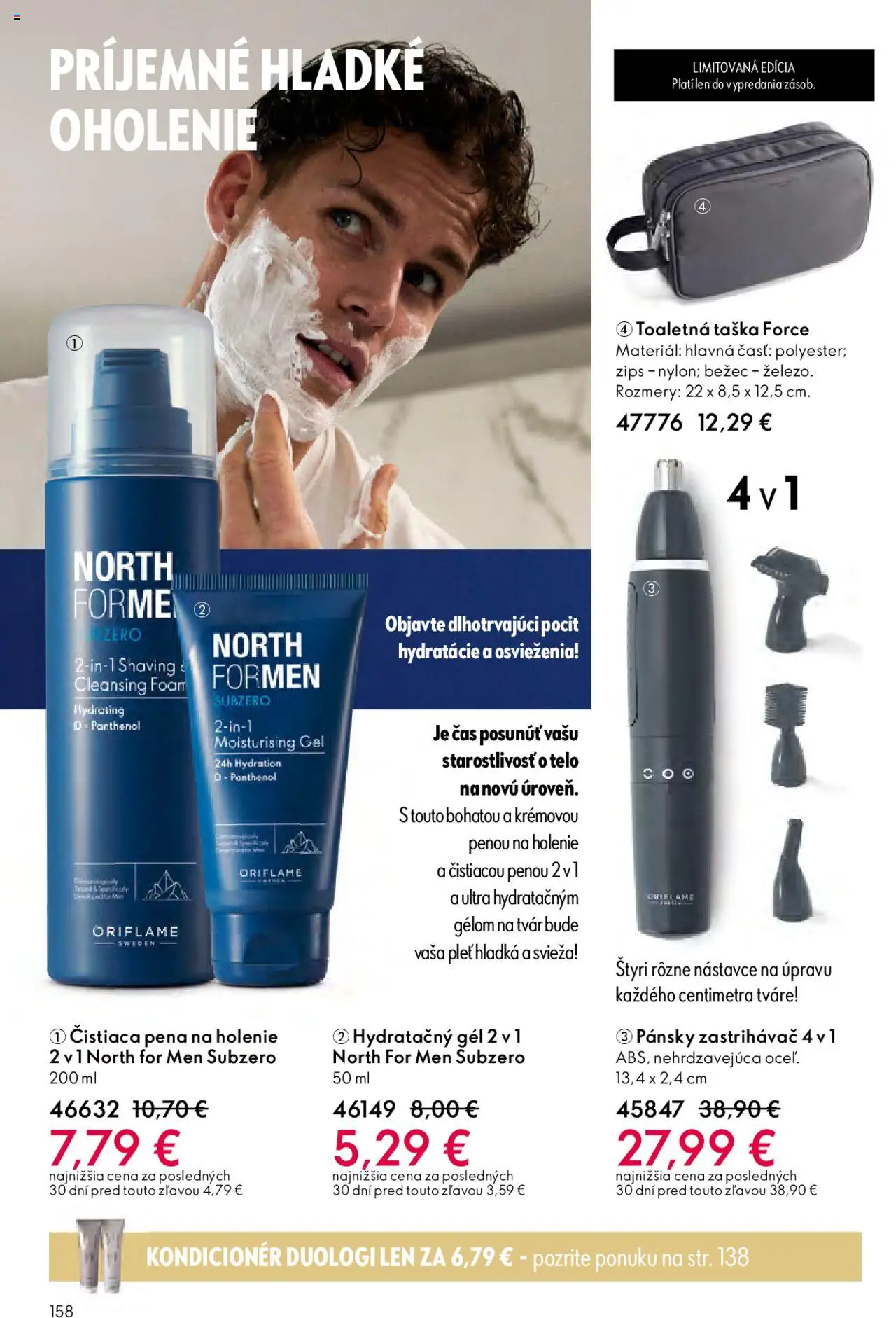 Nové Oriflame akcie – leták je platný od 12.11.2025 | Strana: 158 | Produkty: Kondicionér, Pena na holenie, Taška