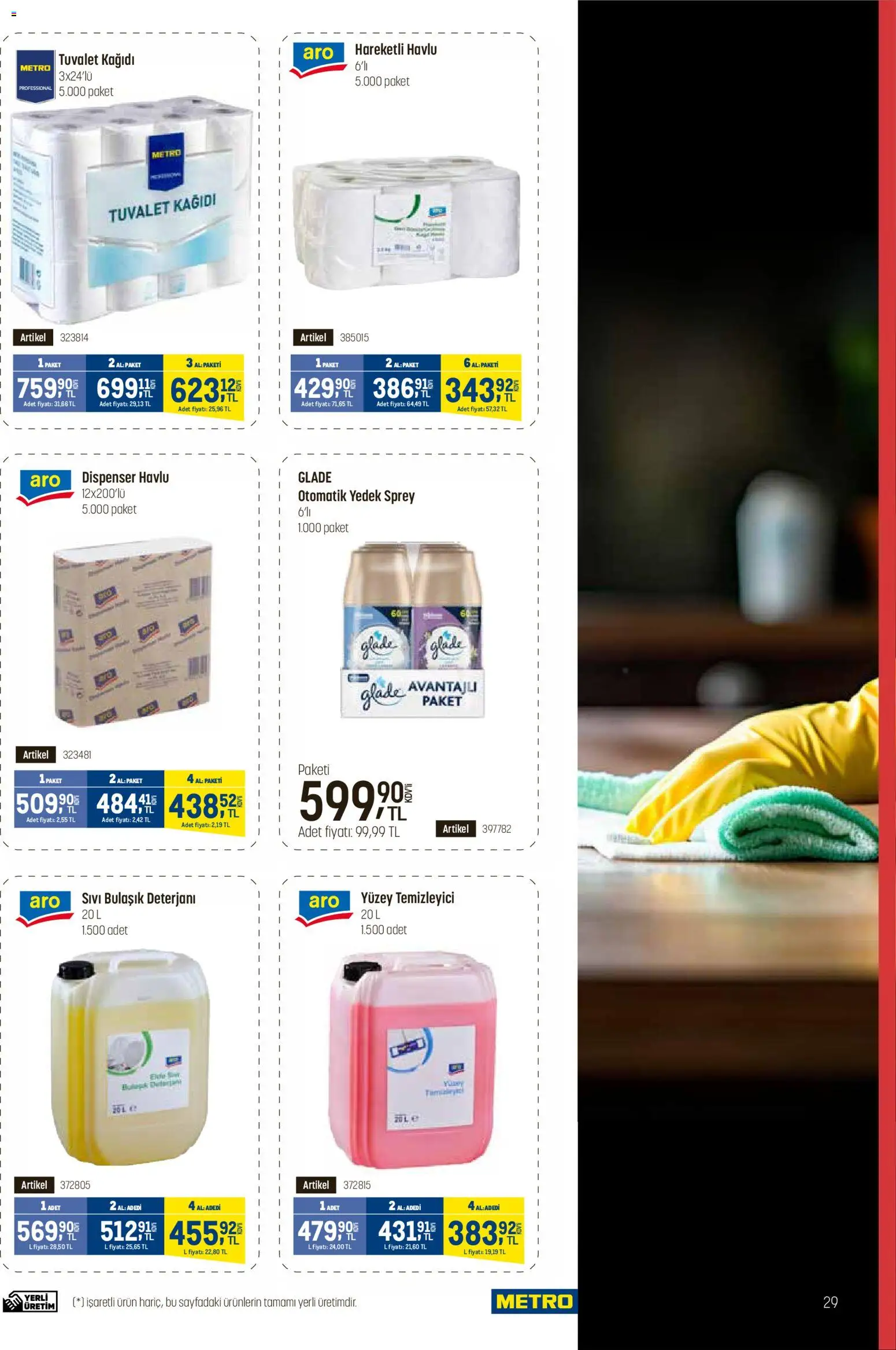 Metro - Fast Food Kataloğu - 15.04.2026 tarihinden itibaren geçerlidir | Sayfa: 29 | Ürünler: Tuvalet, Bulaşık deterjanı, Yüzey temizleyici, Tuvalet kağıdı