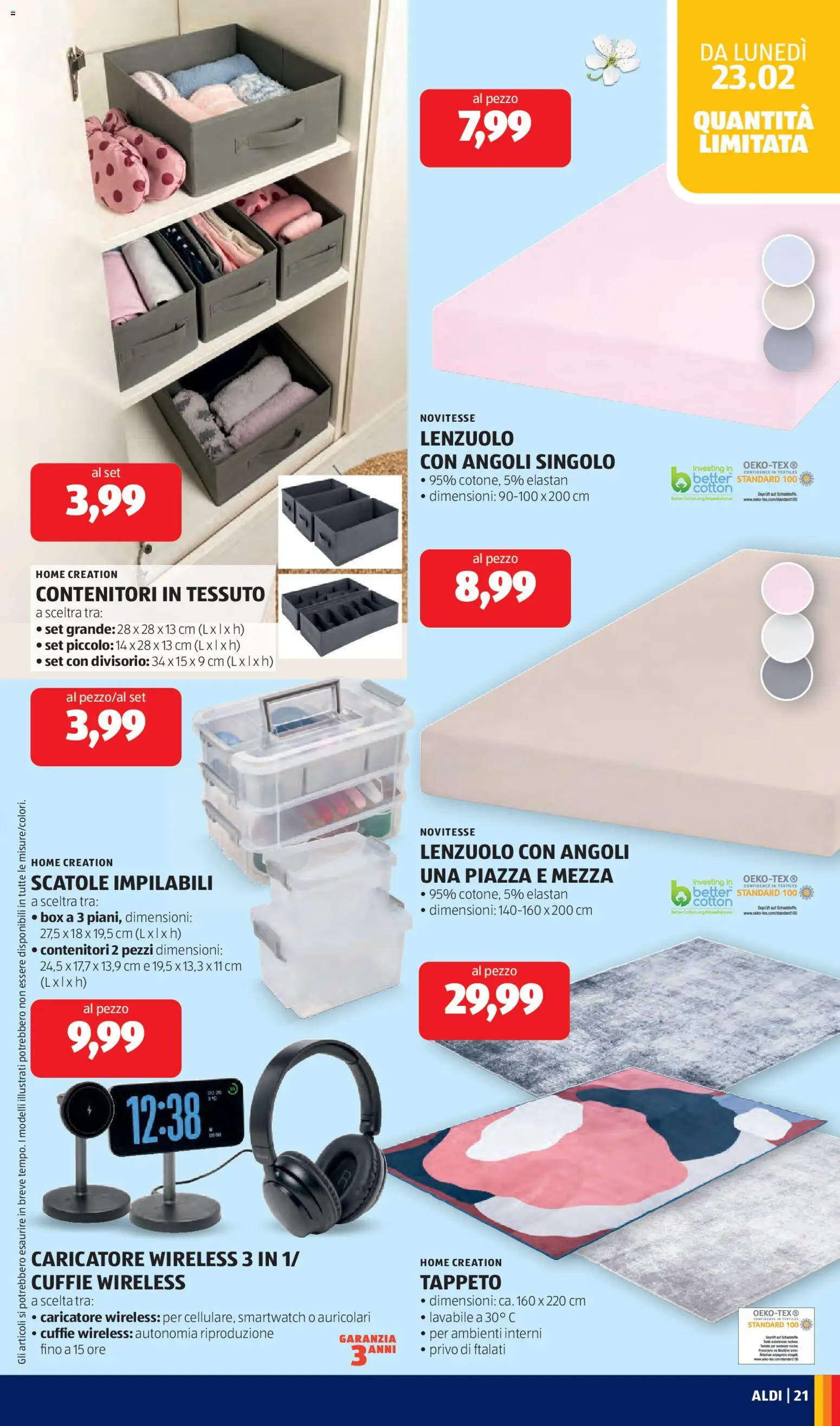 Volantino Aldi del 23.02.2026 | Pagina: 21 | Prodotti: Auricolari, Cuffie, Smartwatch, Tappeto