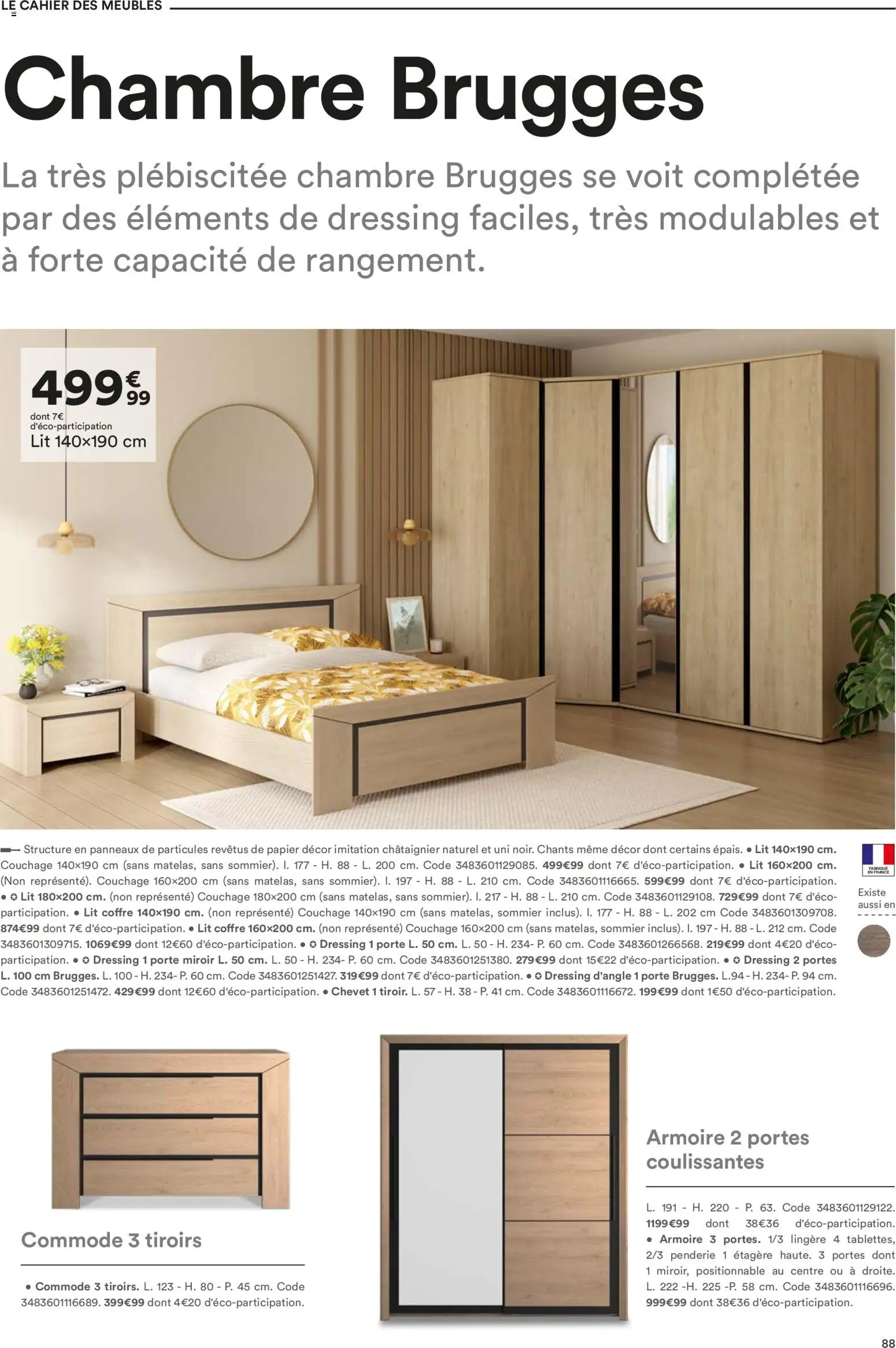 {H1} | Page: 88 | Produits: Lit, Sommier, Étagère, Miroir