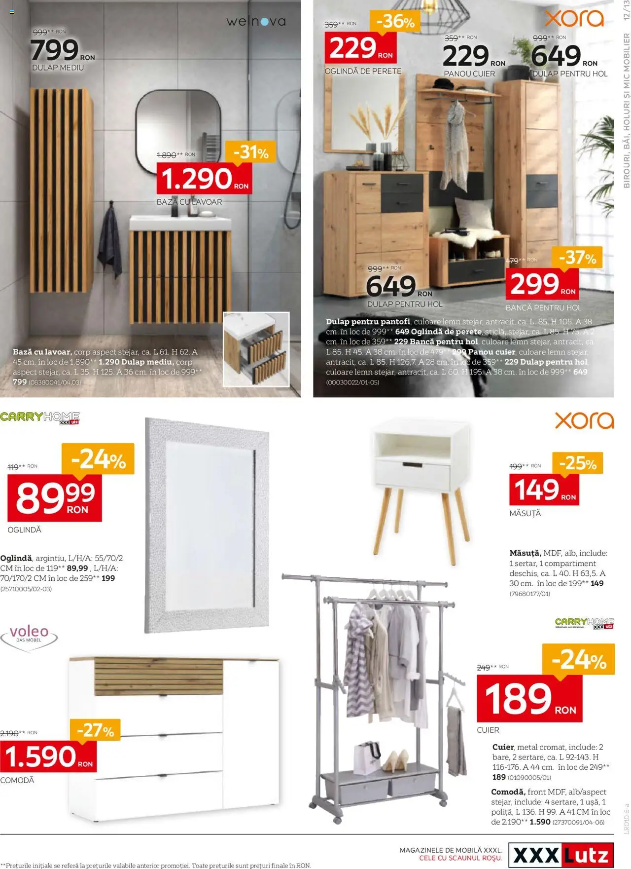 Noul catalog XXXLutz – valabil de la 06.10.2025 | Pagină: 13 | Produse: Lavoar, Comodă, Oglindă, Bancă